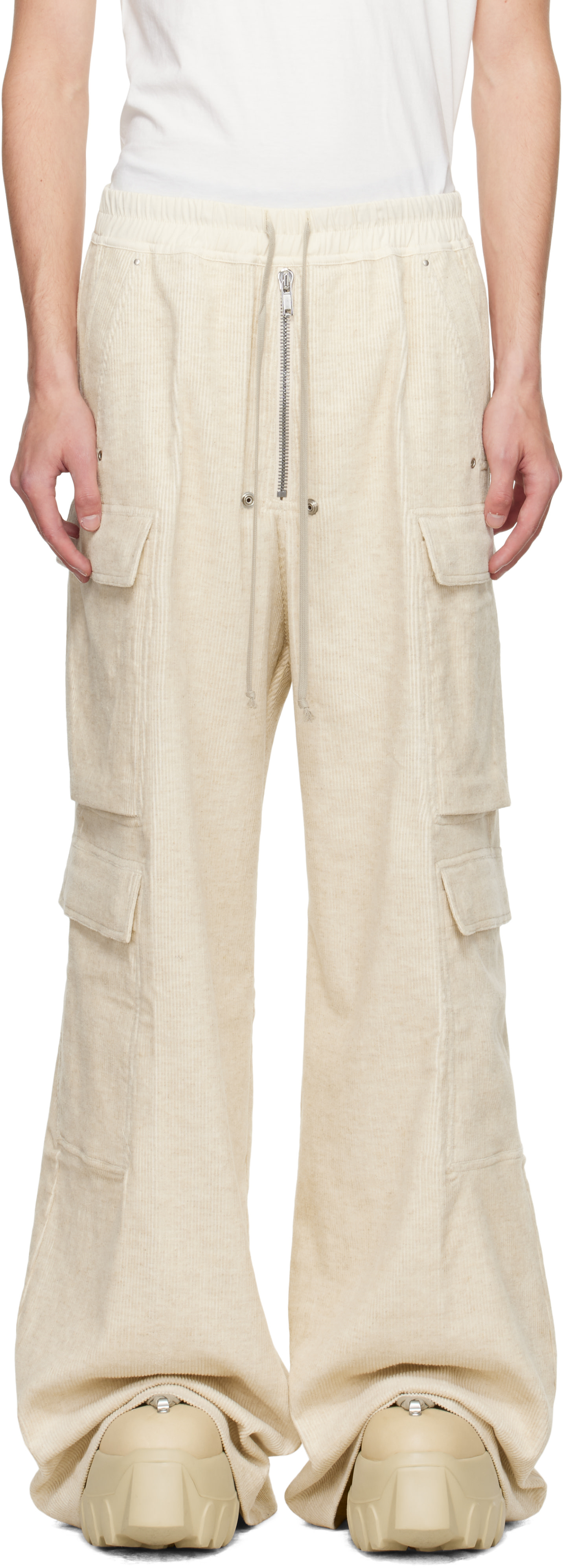 Rick Owens DRKSHDW カーゴパンツ ホワイト XS XS以下 RICK OWENS(リックオウエンス) カーゴパンツ(メンズ