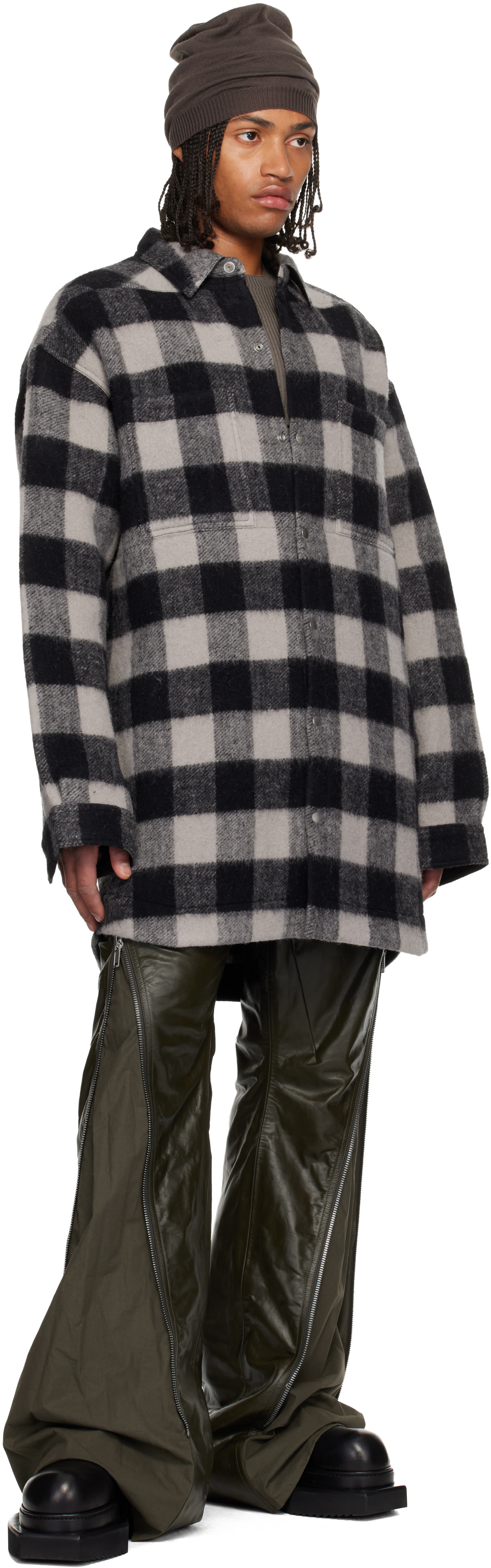 Rick Owens: Khaki Concordians Bolan Banana Leather Pants | SSENSE