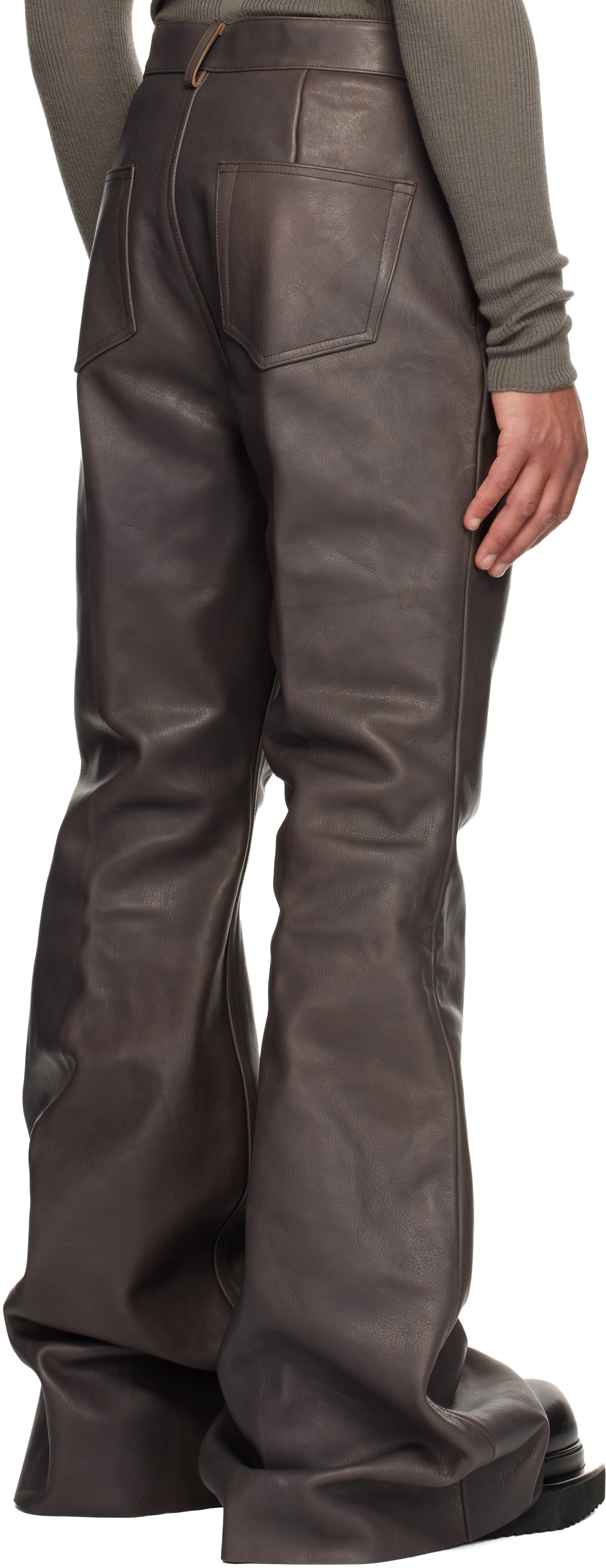 Rick Owens: Gray Concordians Runway Bolans Leather Pants | SSENSE