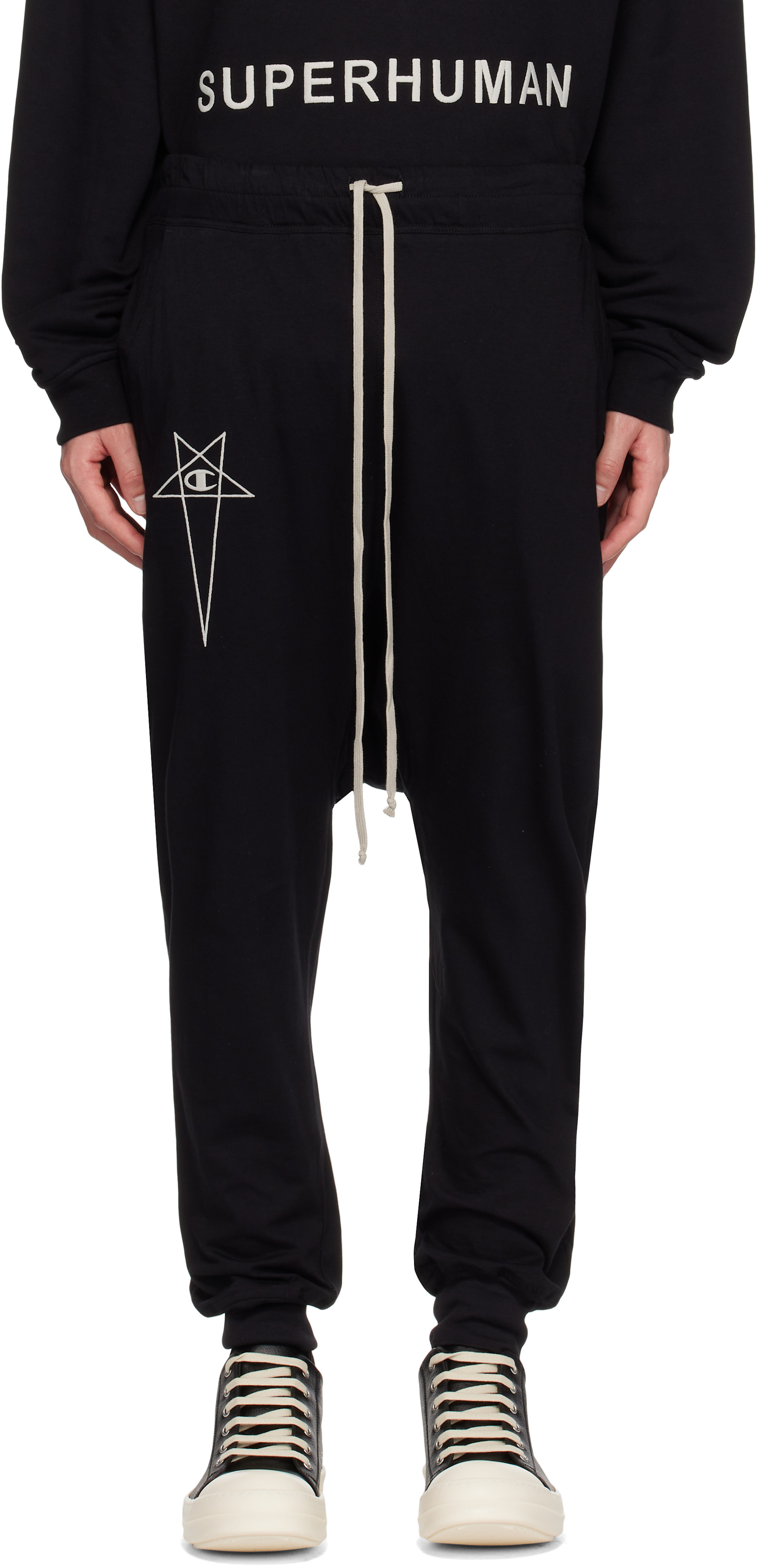 Rick Owens - 블랙 Champion 드로우스트링 스웨트팬츠