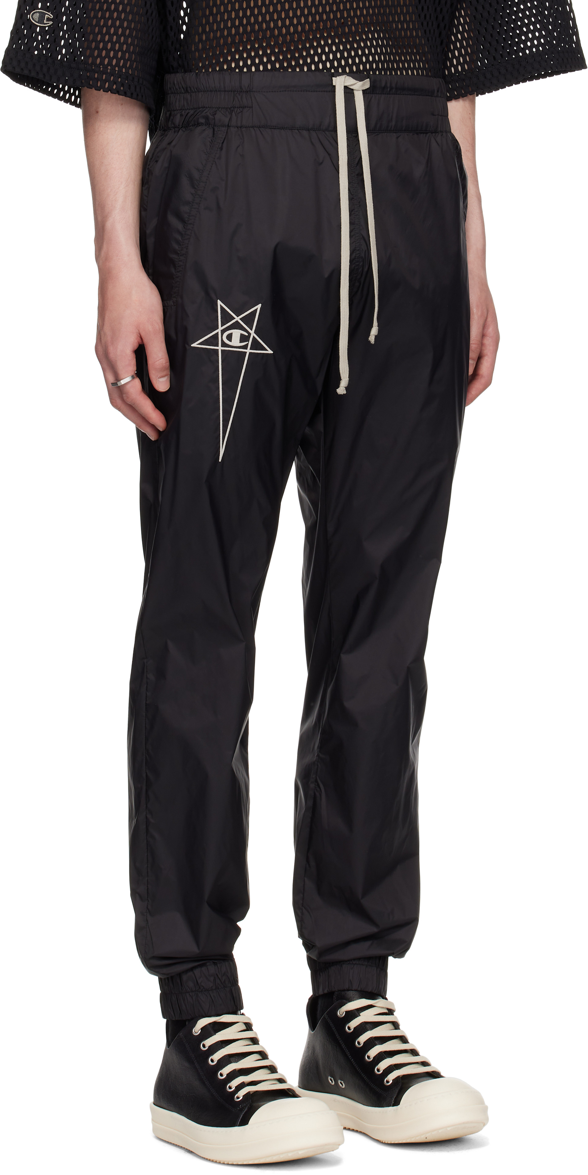 Rick Owens: Black Champion Edition Joggers Sweatpants | SSENSE
