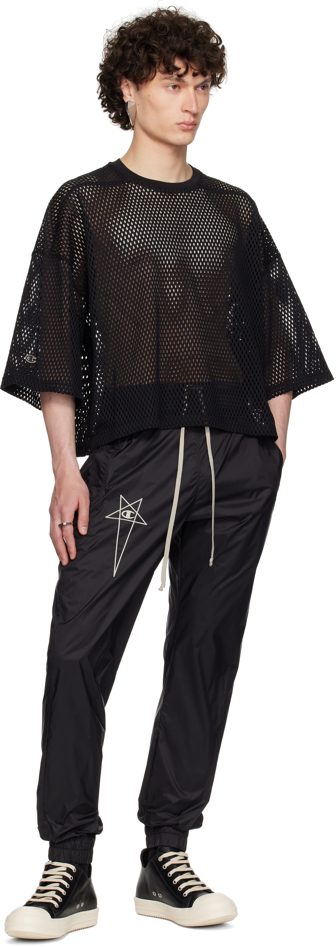 Rick Owens: Black Champion Edition Joggers Sweatpants | SSENSE