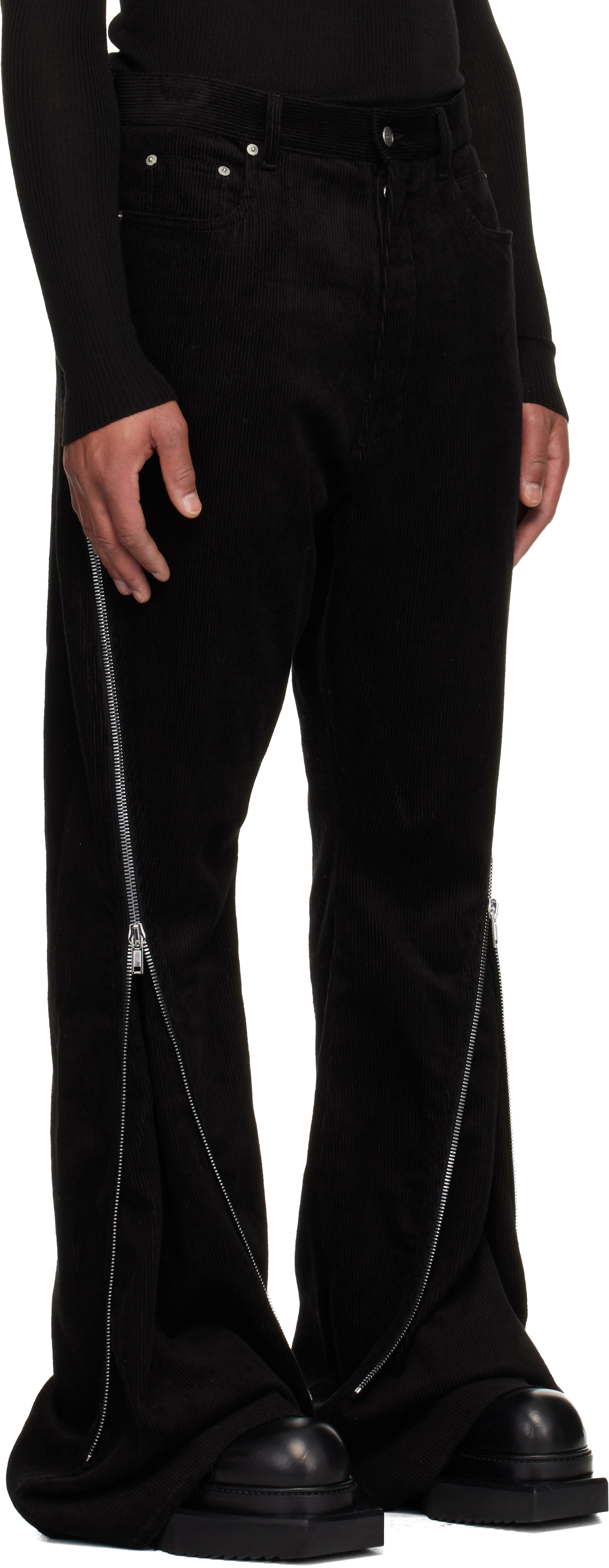 Rick Owens: ブラック Concordians Bolan Banana トラウザーズ