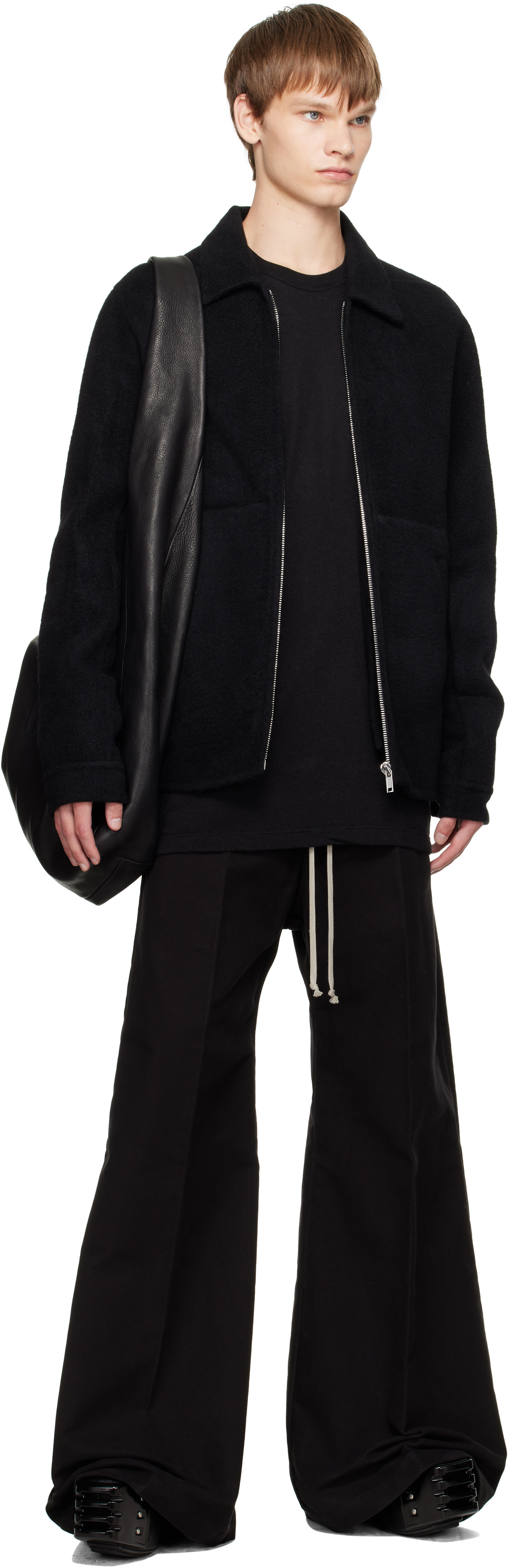 Rick Owens: Black Concordians Wide Bela Trousers | SSENSE