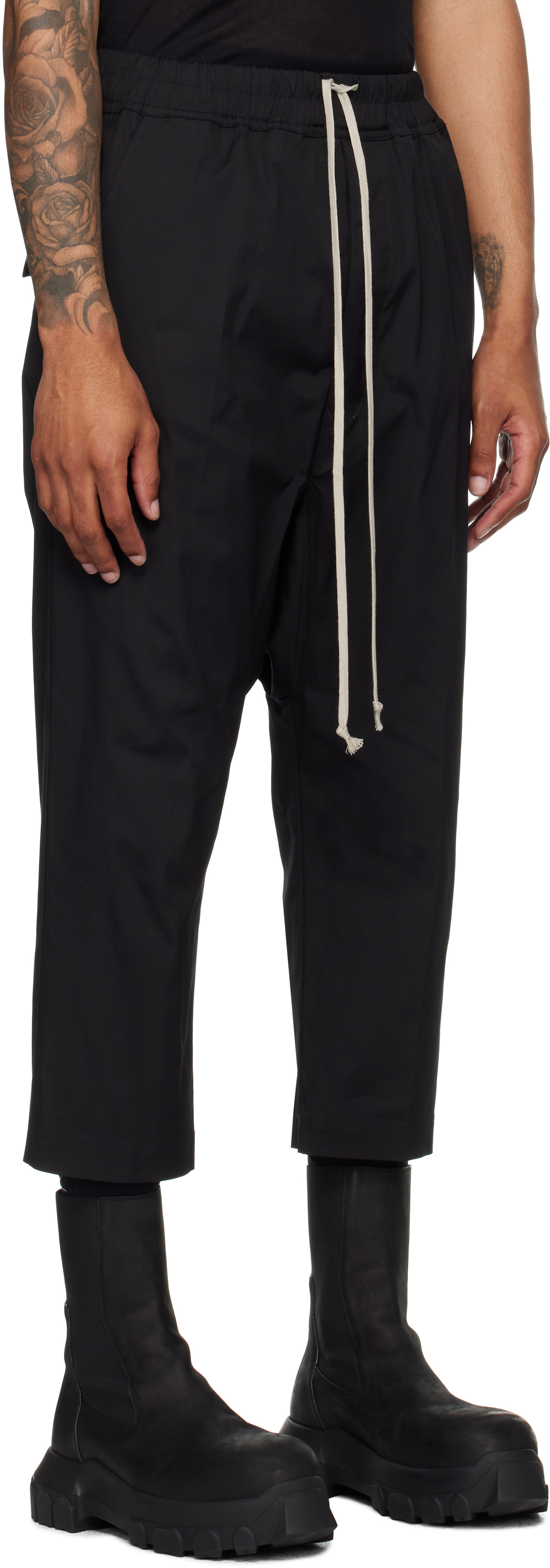 Rick Owens: Black Concordians Forever Drawstring Cropped Trousers