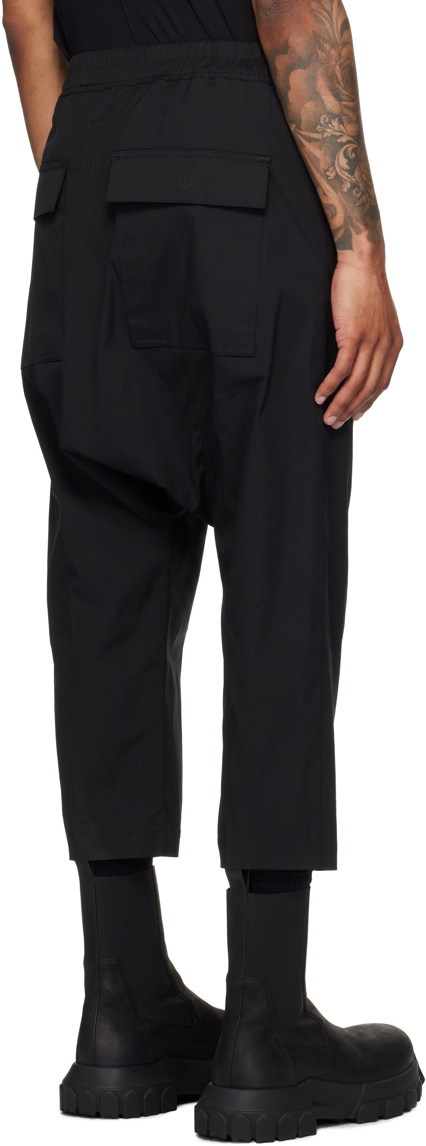 Rick Owens: Black Concordians Forever Drawstring Cropped Trousers
