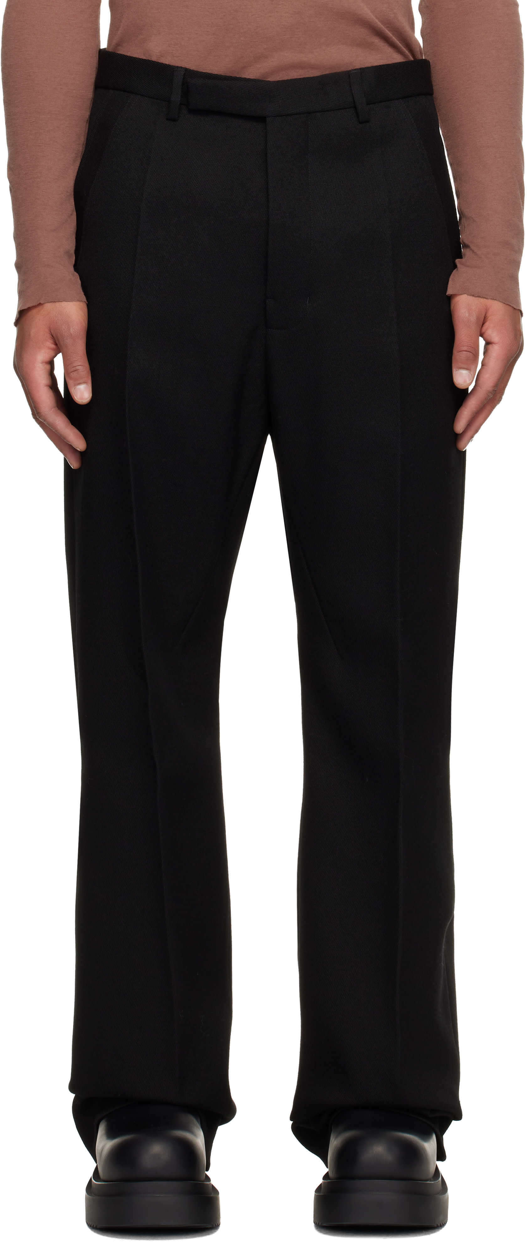 Rick Owens: Black Concordians Tailored Geth Trousers | SSENSE