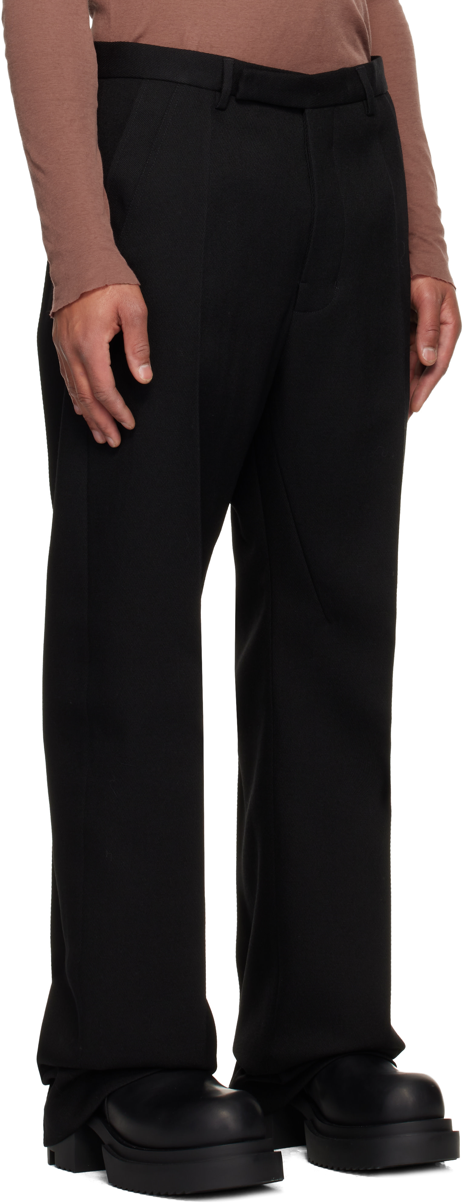 Rick Owens: Black Concordians Tailored Geth Trousers | SSENSE