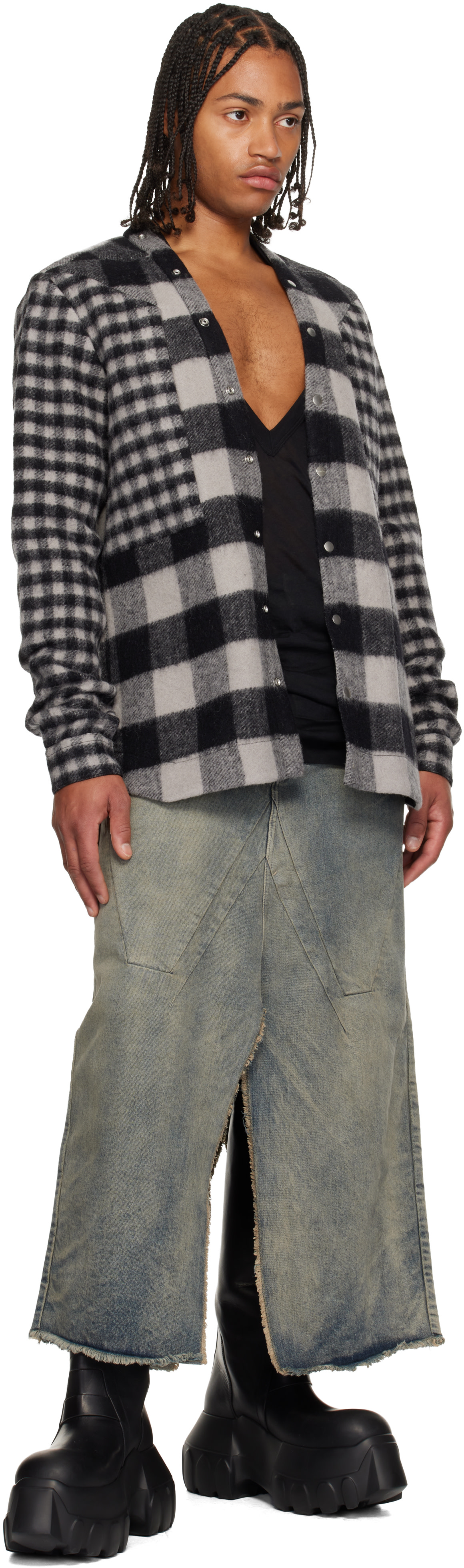 RickOwens Larry Shirt Fogpocket サイズ48 Rick Owens: Black Concordians Larry Fogpocket Overshirt | SSENSE
