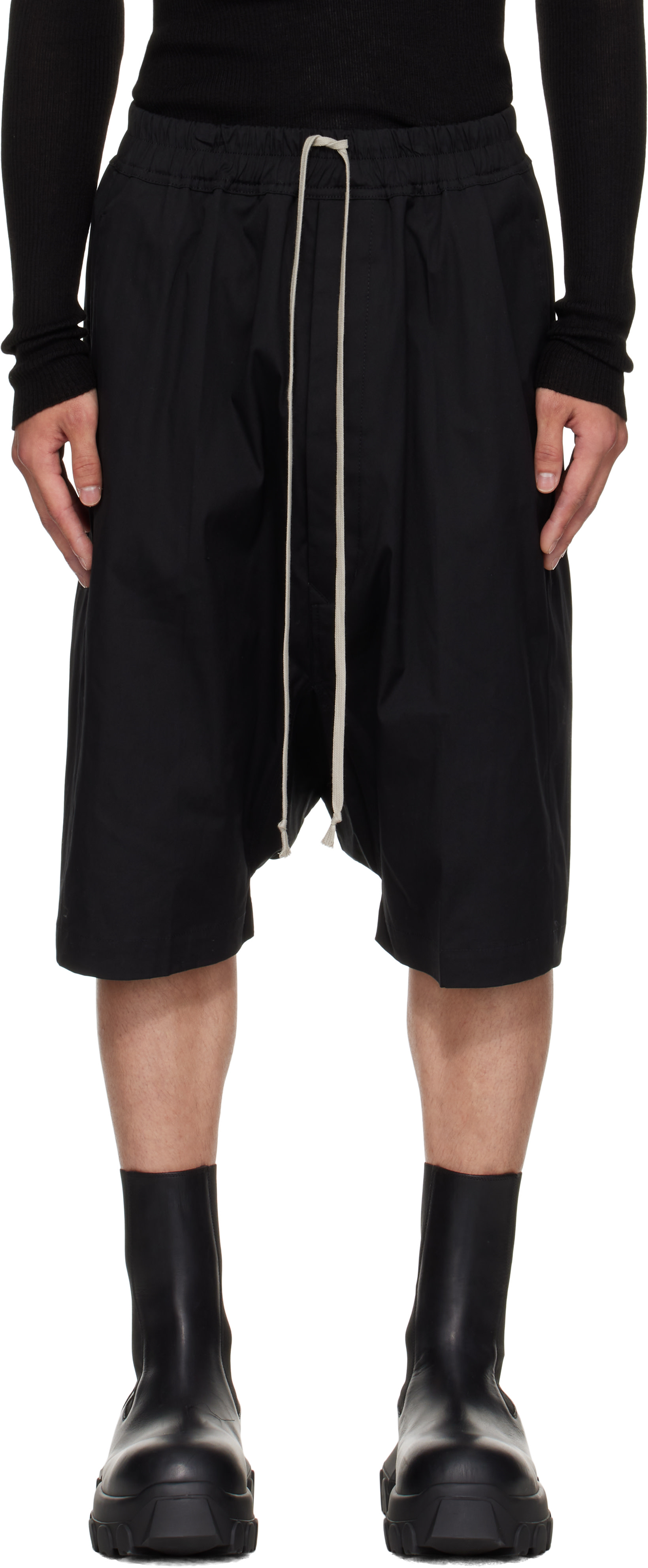 パンツ rick owens pods Rick Owens: ブラック Concordians Rick's Pods ショートパンツ