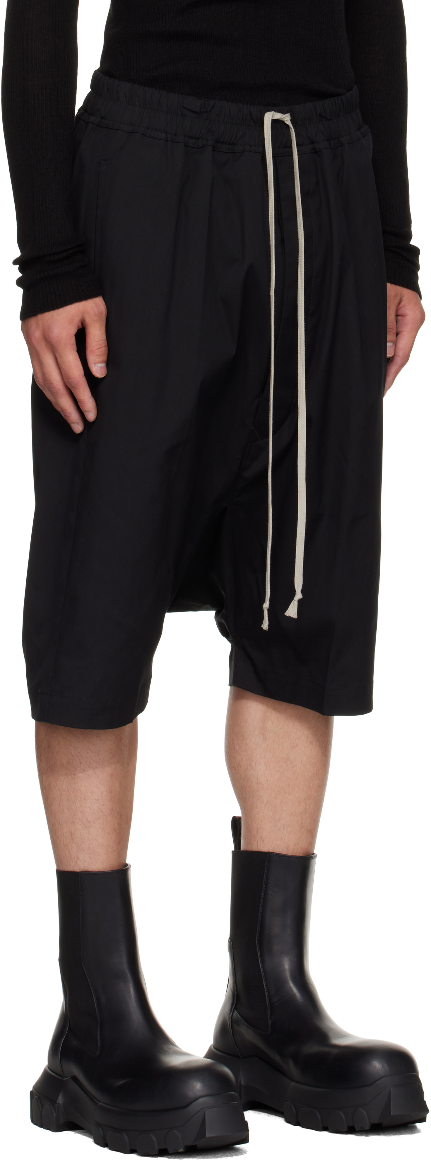 Rick Owens: Black Concordians Rick's Pods Shorts | SSENSE