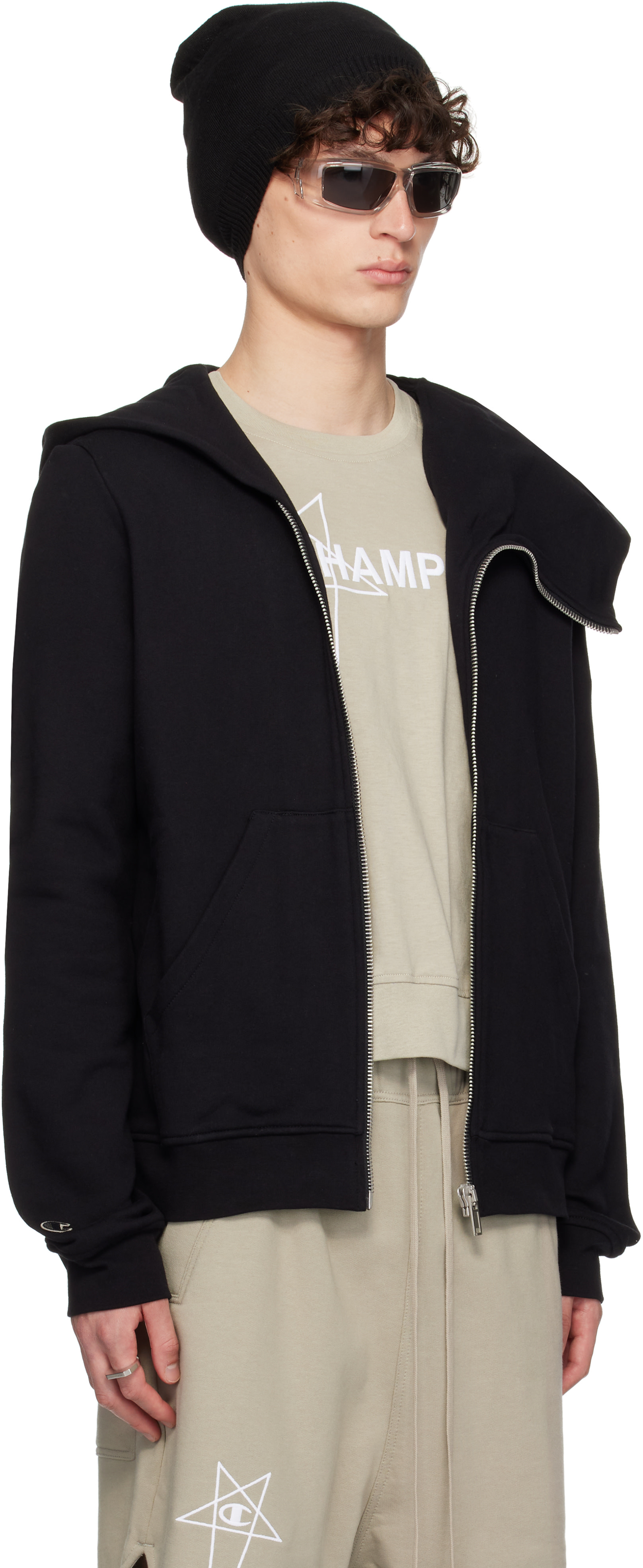 Rick Owens: ブラック Championエディション Mountain フーディ