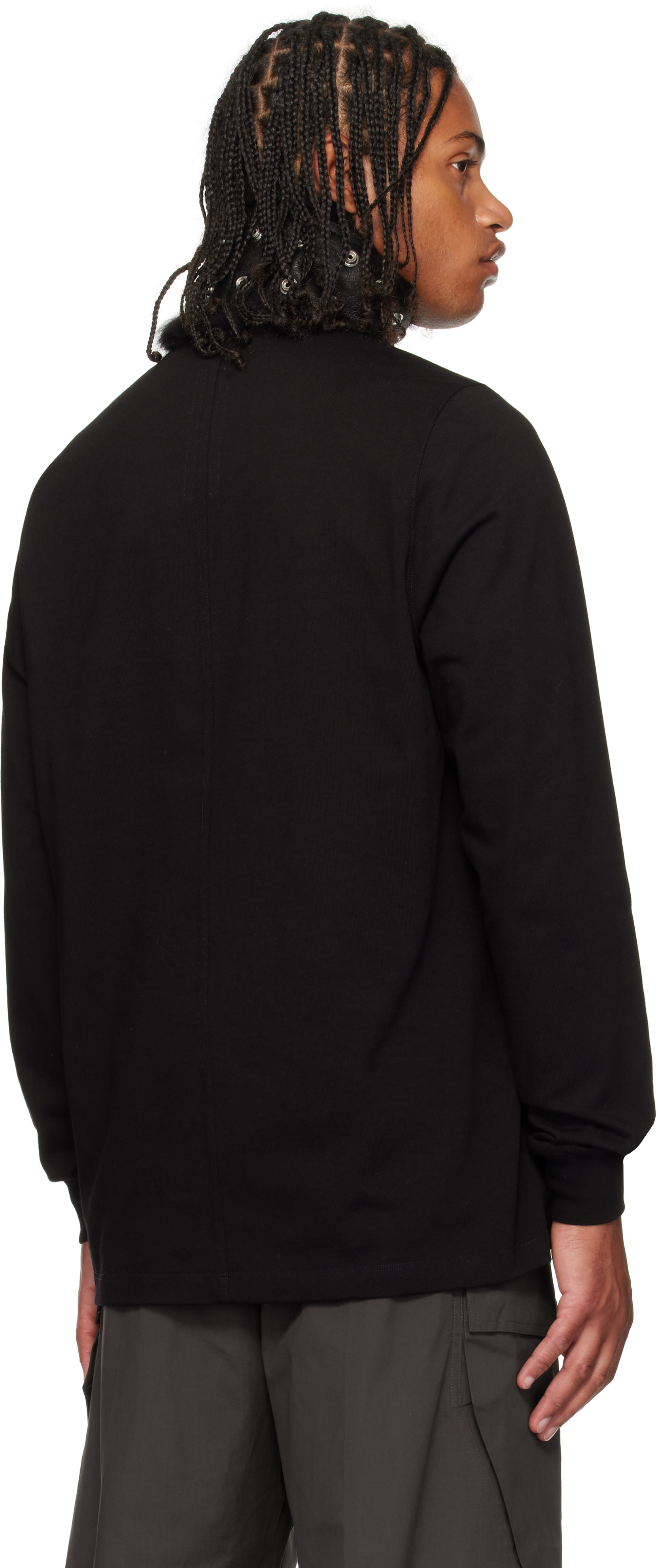 Rick Owens: Black Concordians Short Crewneck LS T-shirt | SSENSE