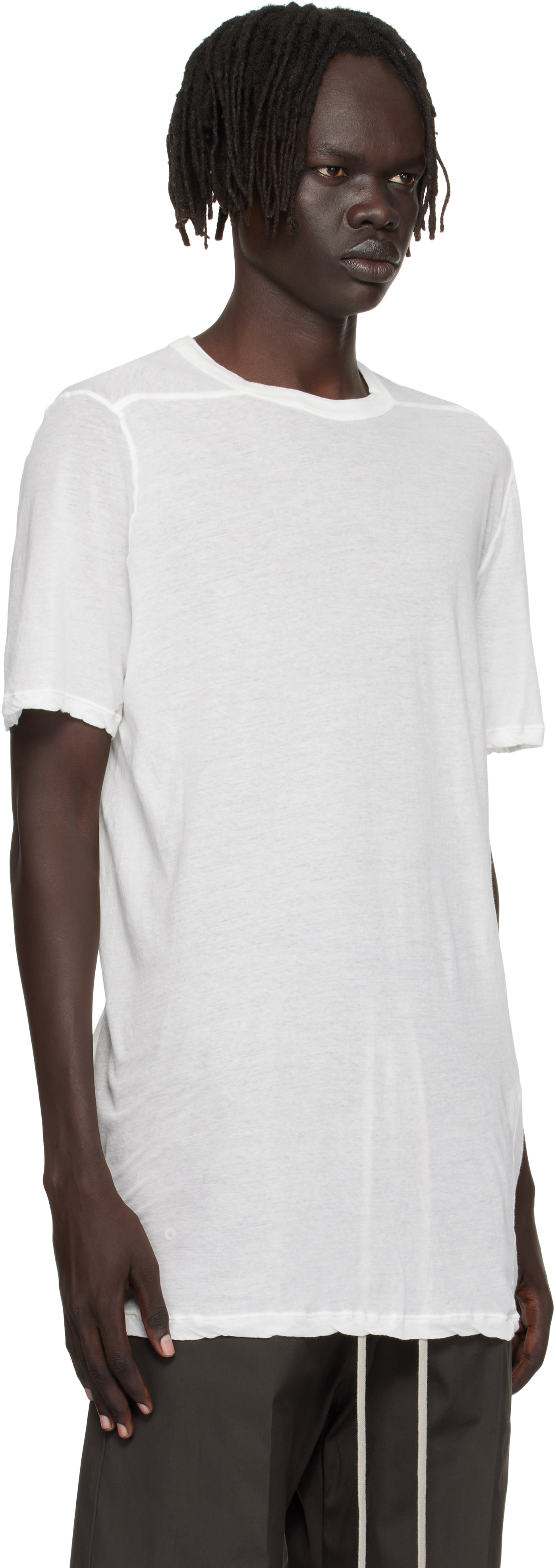 Rick Owens / リックオウエンス | LEVEL SHORT SLEEVE T-SHIRTS コットン ロングTシャツ | 38 | ホワイト | レディース Rick Owens: Off-White Concordians Level T-shirt | SSENSE