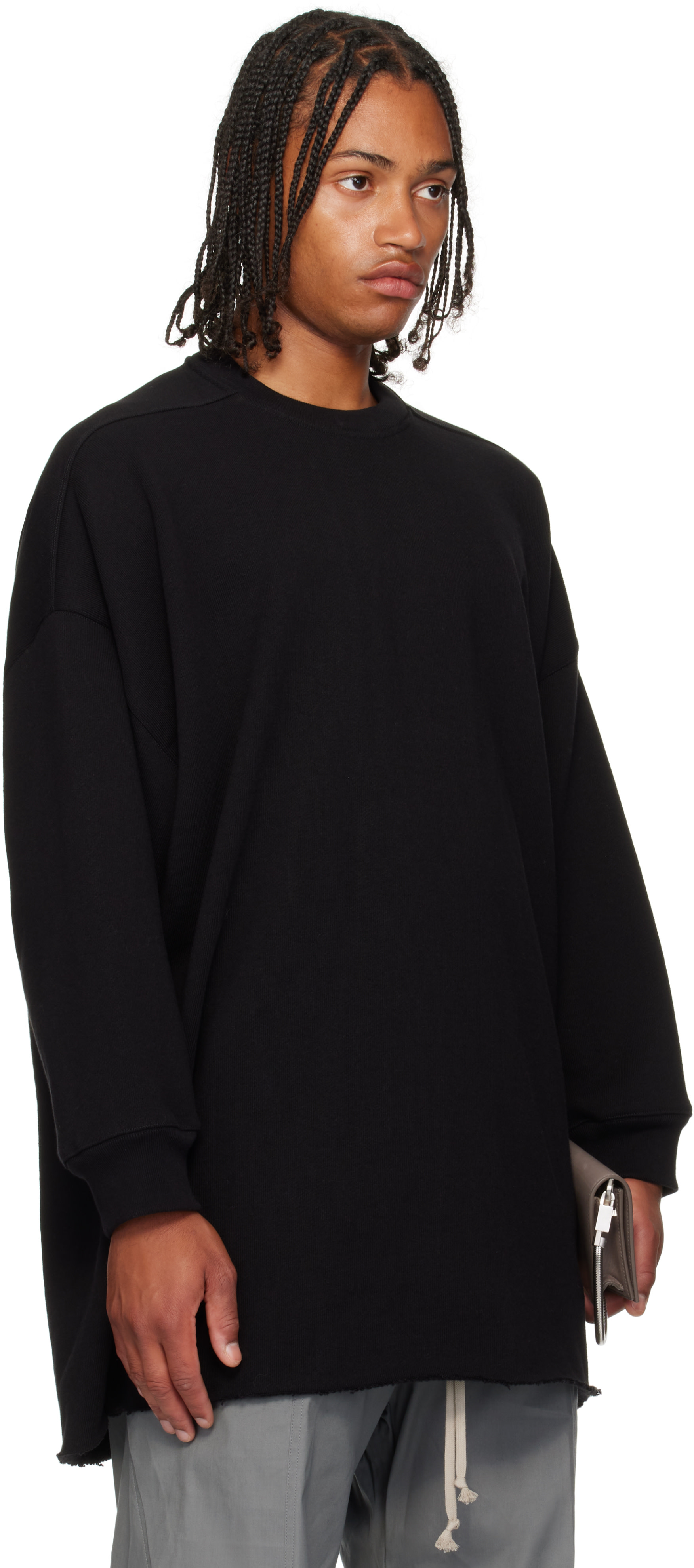 トップス rick Rick Owens: Black Concordians Tommy LS Sweatshirt | SSENSE Canada