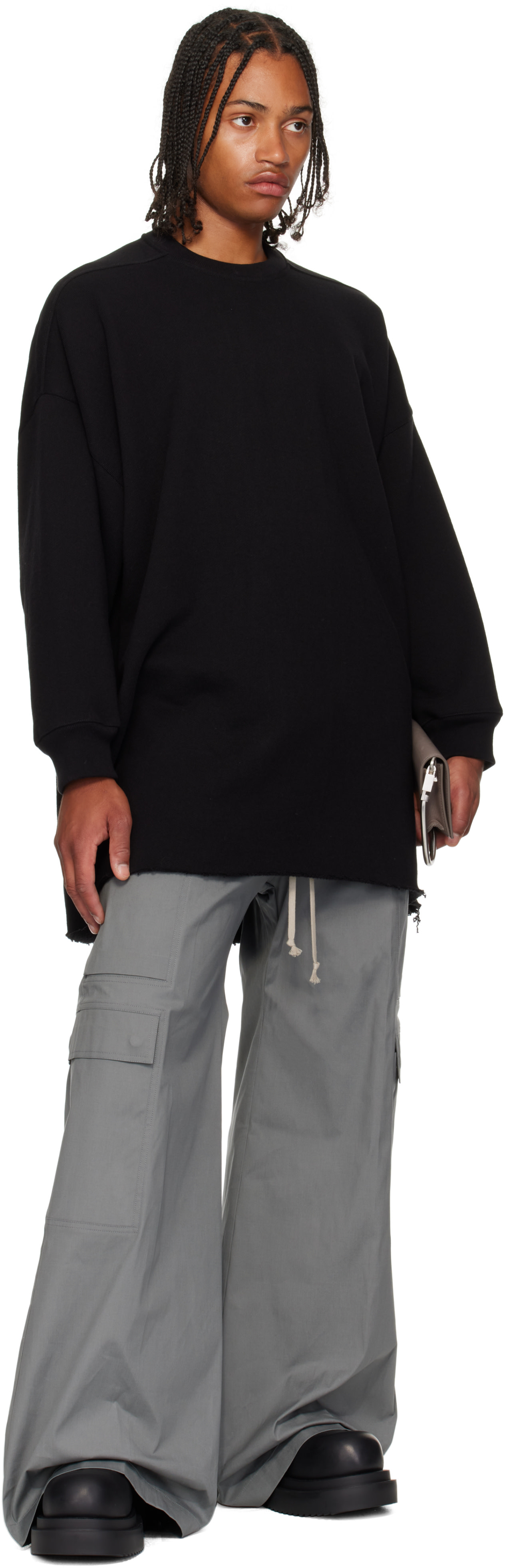 Rick Owens: Black Concordians Tommy LS Sweatshirt | SSENSE Canada