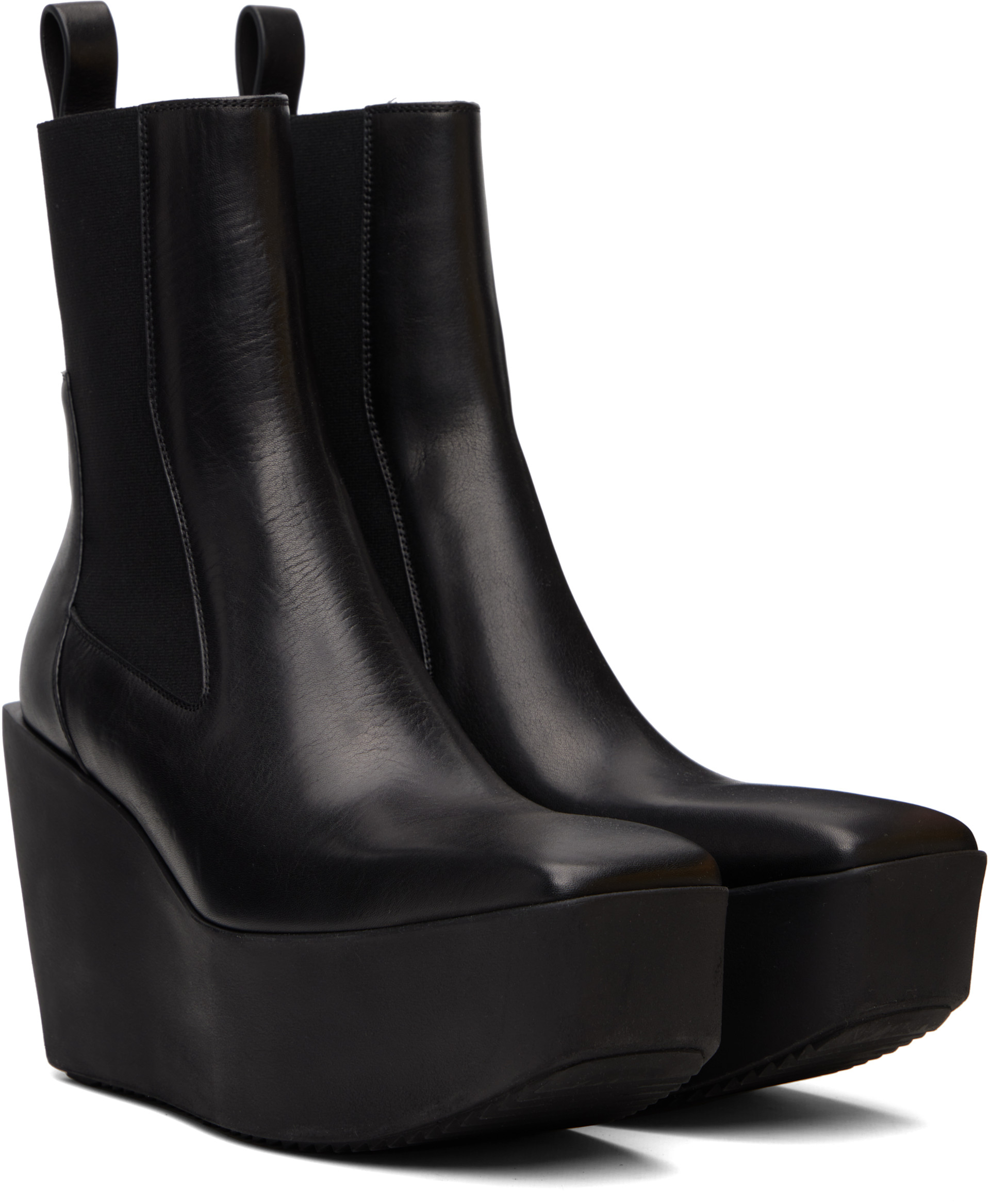 Rick Owens: Black Concordians Sliver Platform Beatle Chelsea Boots 