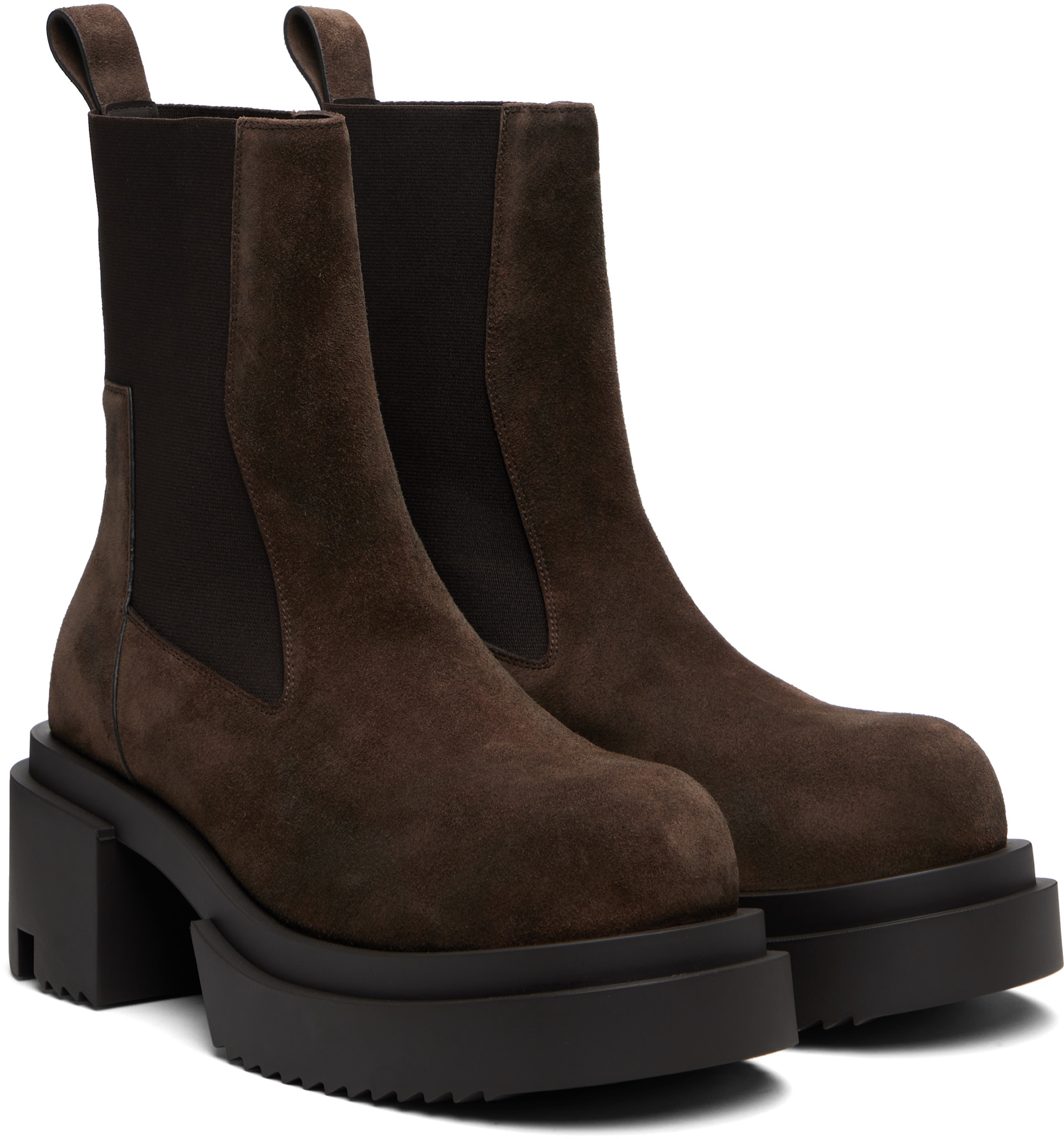 Rick Owens: Brown Concordians Beatle Bogun Chelsea Boots | SSENSE