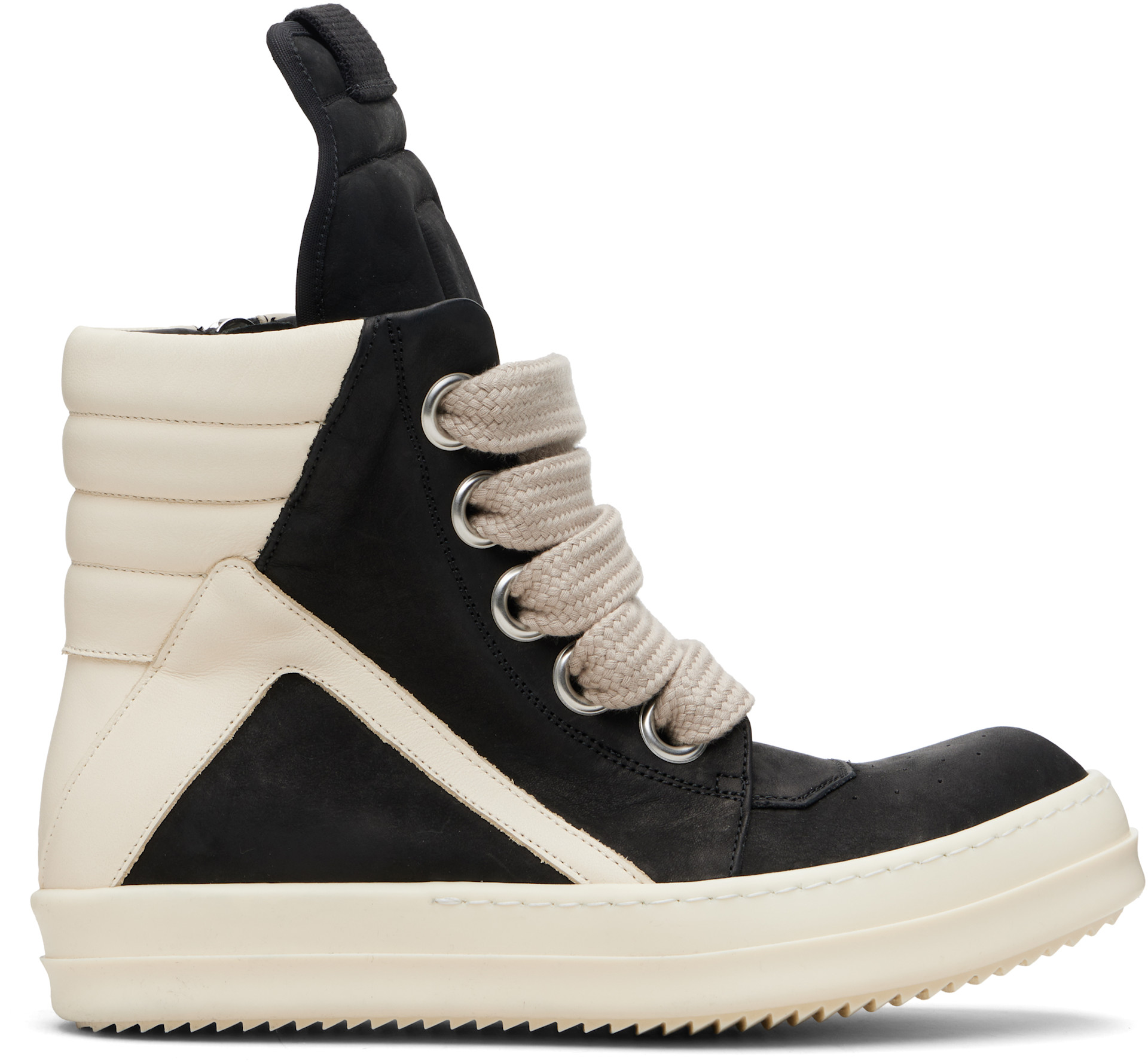 Rick owens 23SSカーゴベラ Rick Owens: Black Concordians Jumbolace Geobasket Sneakers | SSENSE