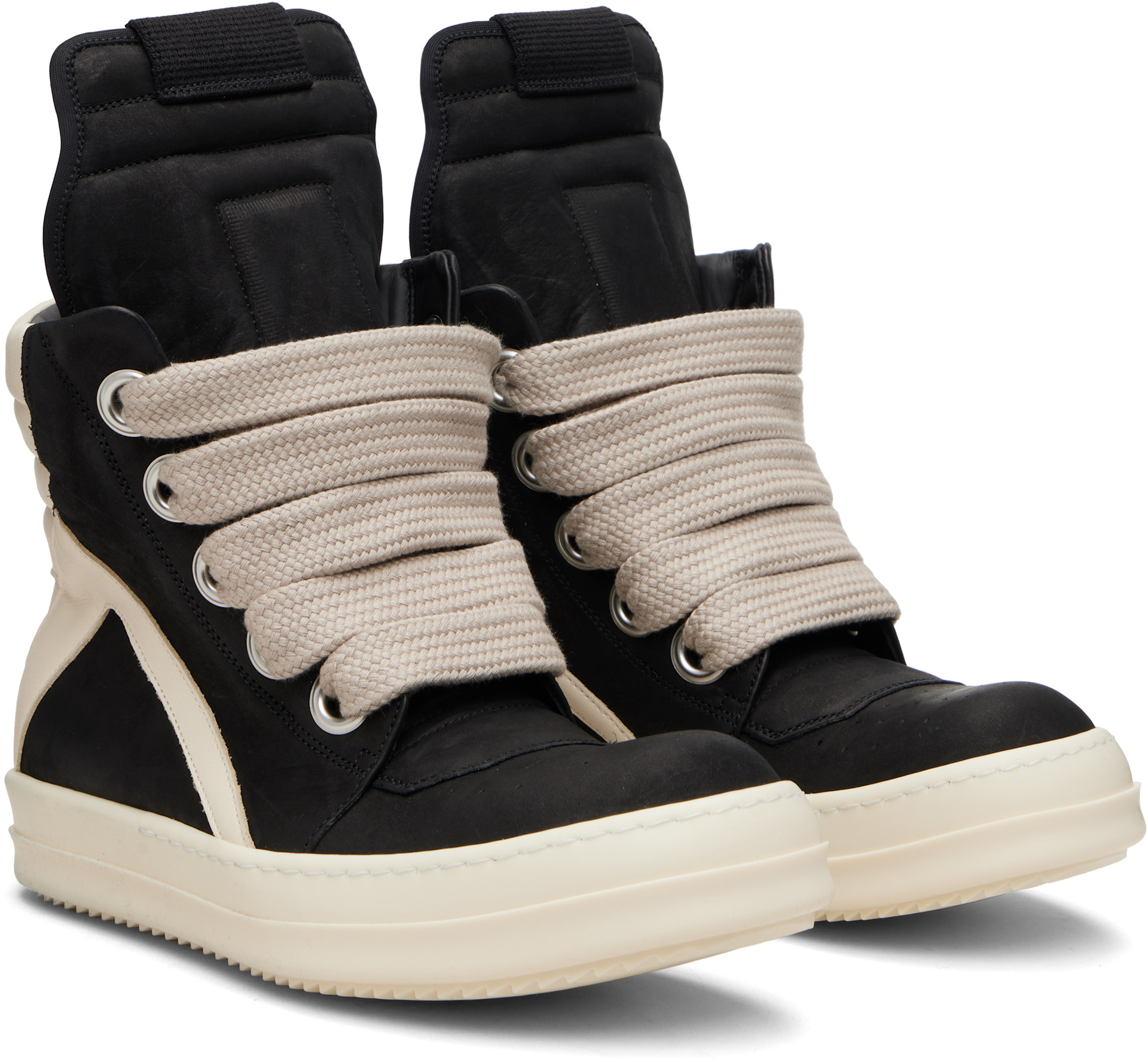 Rick Owens: Black Concordians Jumbolace Geobasket Sneakers | SSENSE