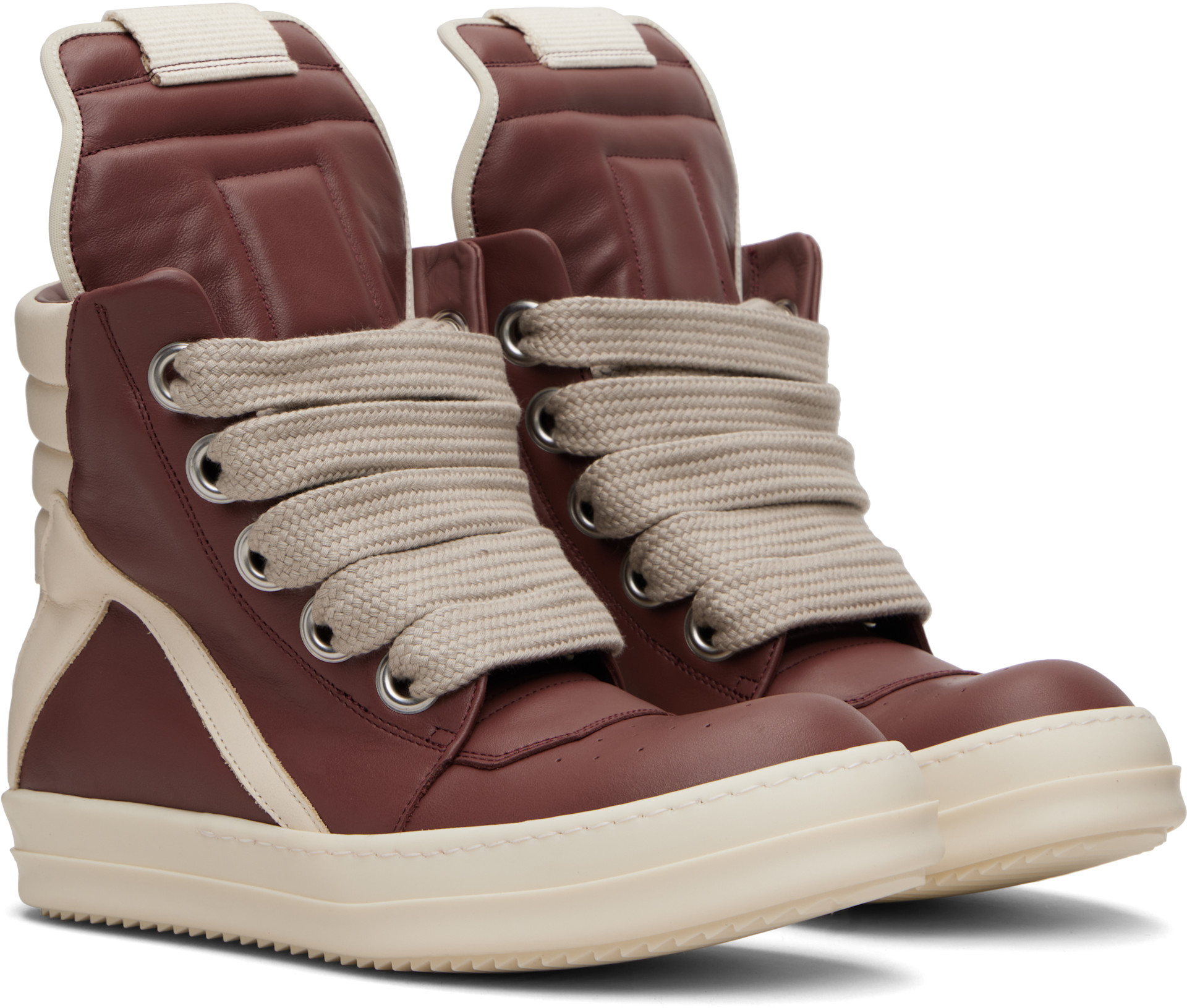 Rick Owens: Pink Concordians Jumbolace Geobasket Sneakers | SSENSE