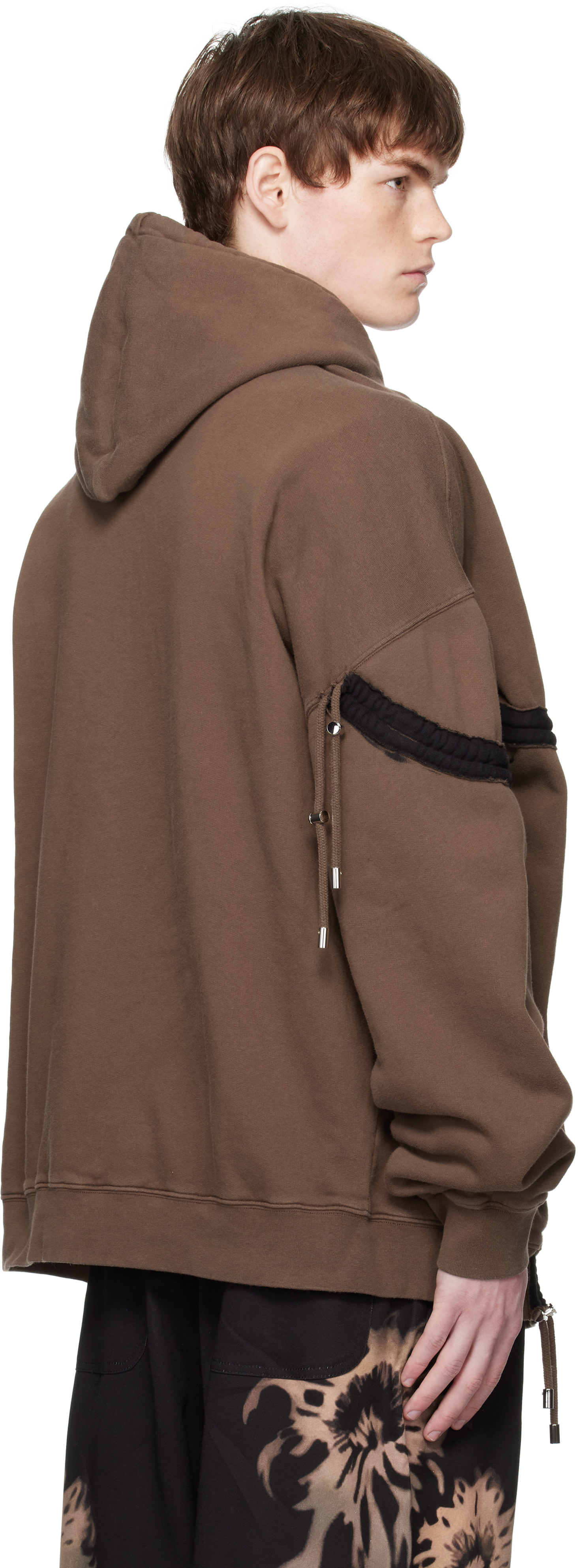 Collina Strada - Pull à capuche brun à appliqué d'étoile texturé