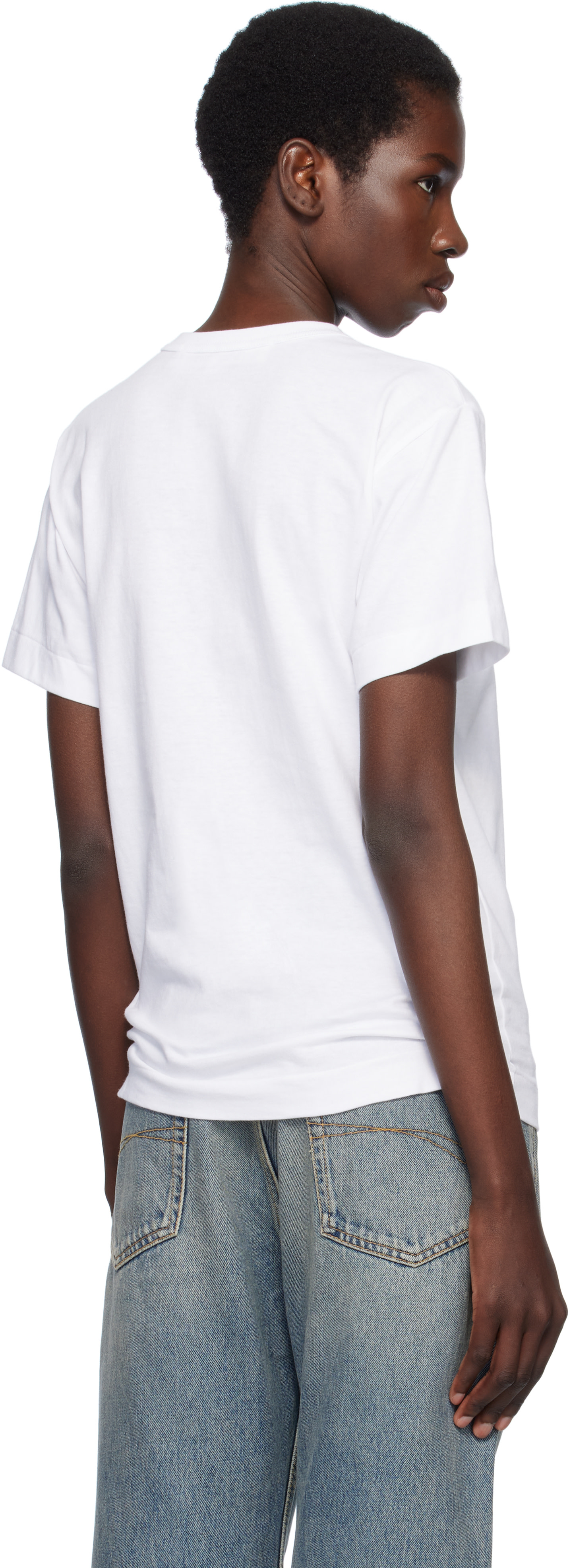 COMME des GARÇONS PLAY: ホワイト プリント レッドハート スタッズ T