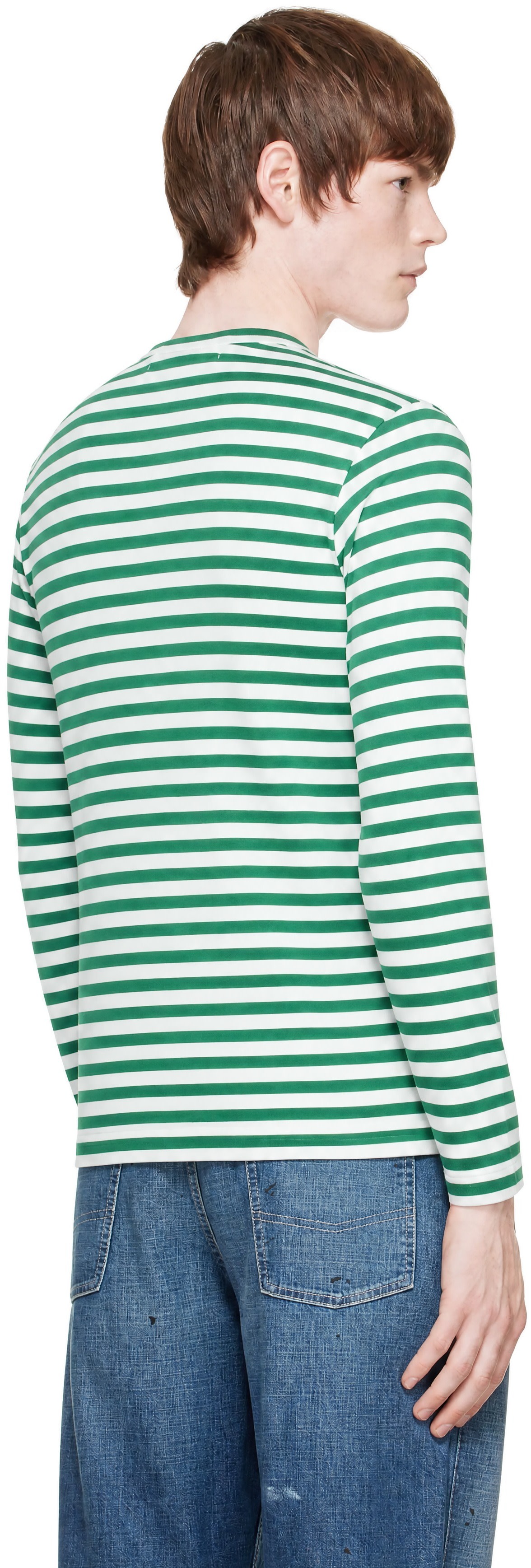 【希少カラー / 本ライン / 日本製】COMME des GARCONS COMME des GARÇONS PLAY: Green & White Emblem Red Heart Long Sleeve