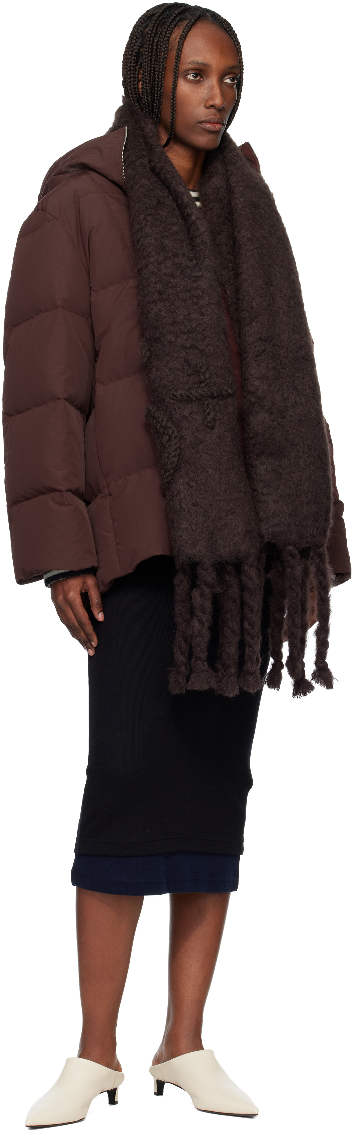 Jil Sander - Écharpe brune en mohair