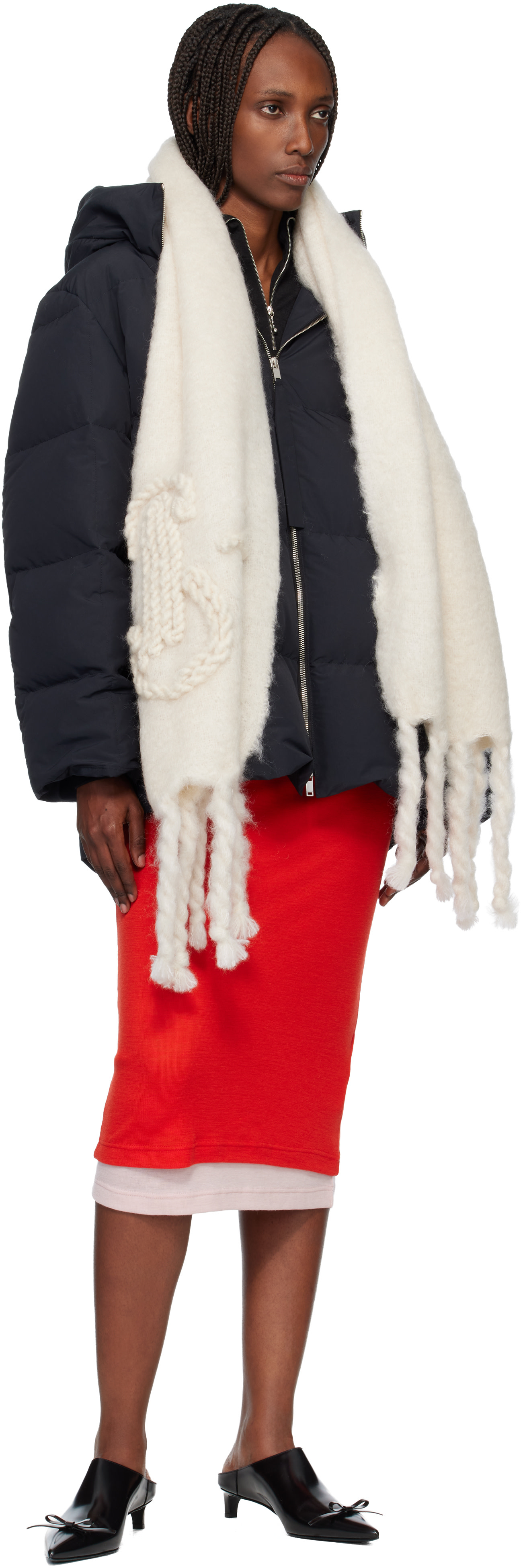 Jil Sander - Écharpe blanc cassé en mohair