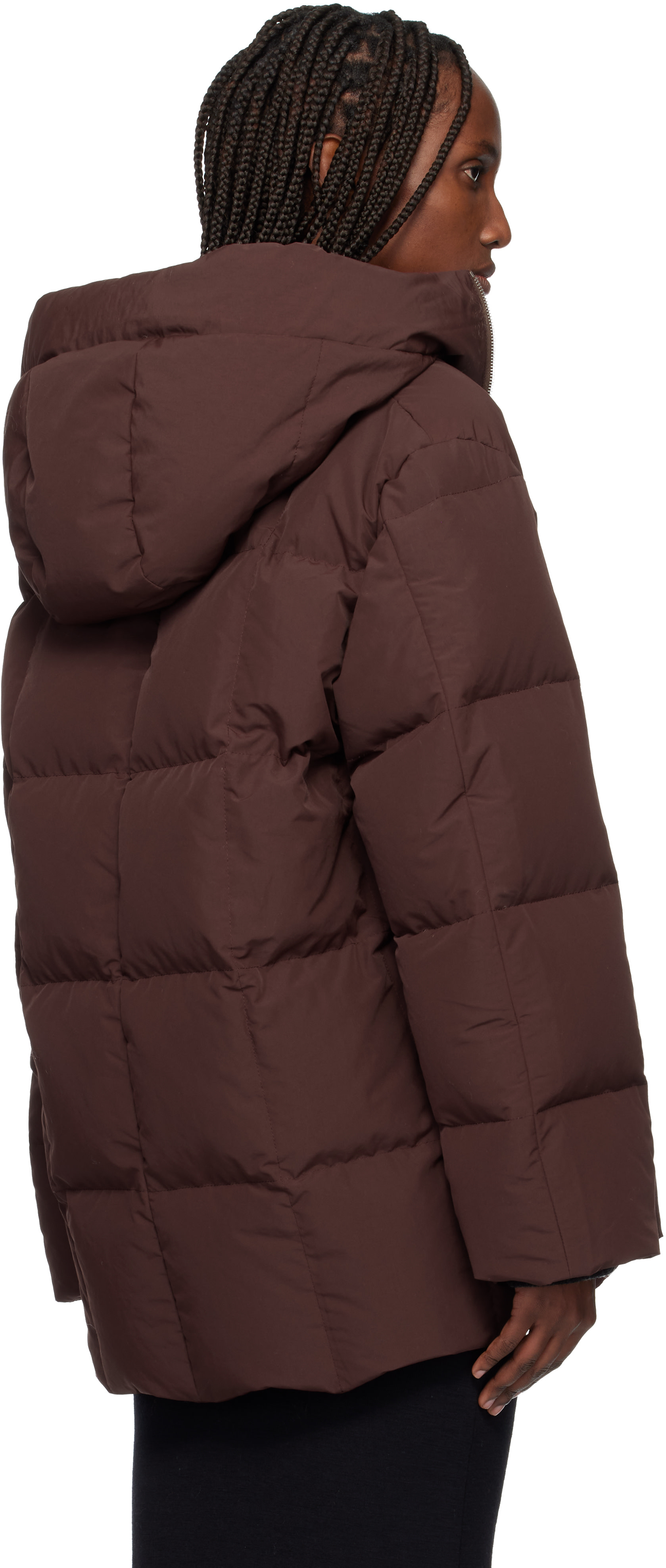 Jil Sander: Burgundy Quilted Down Jacket | SSENSE Jil Sander: Burgundy Quilted Down Jacket | SSENSE