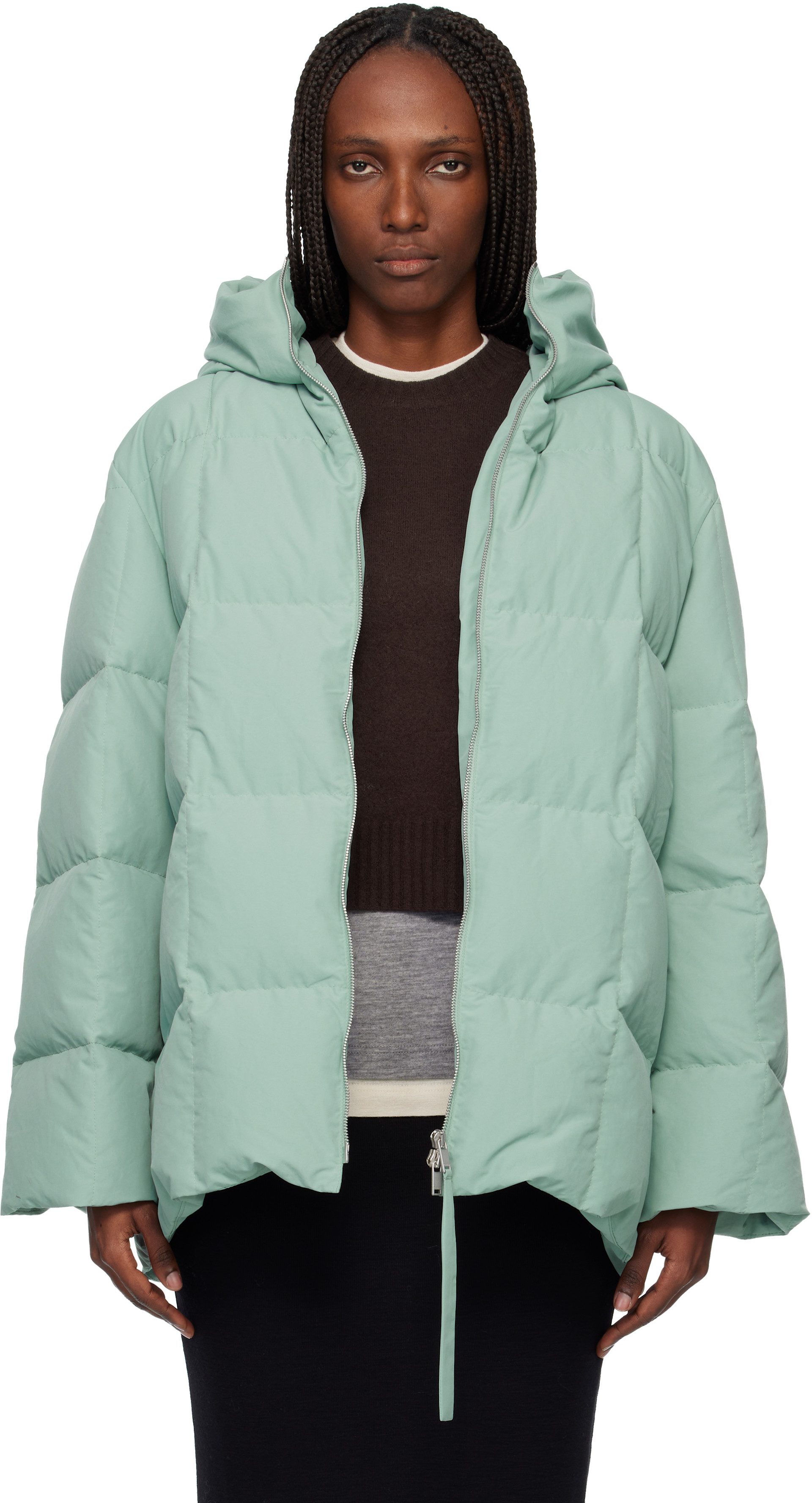Jil Sander: Green Quilted Down Jacket | SSENSE
