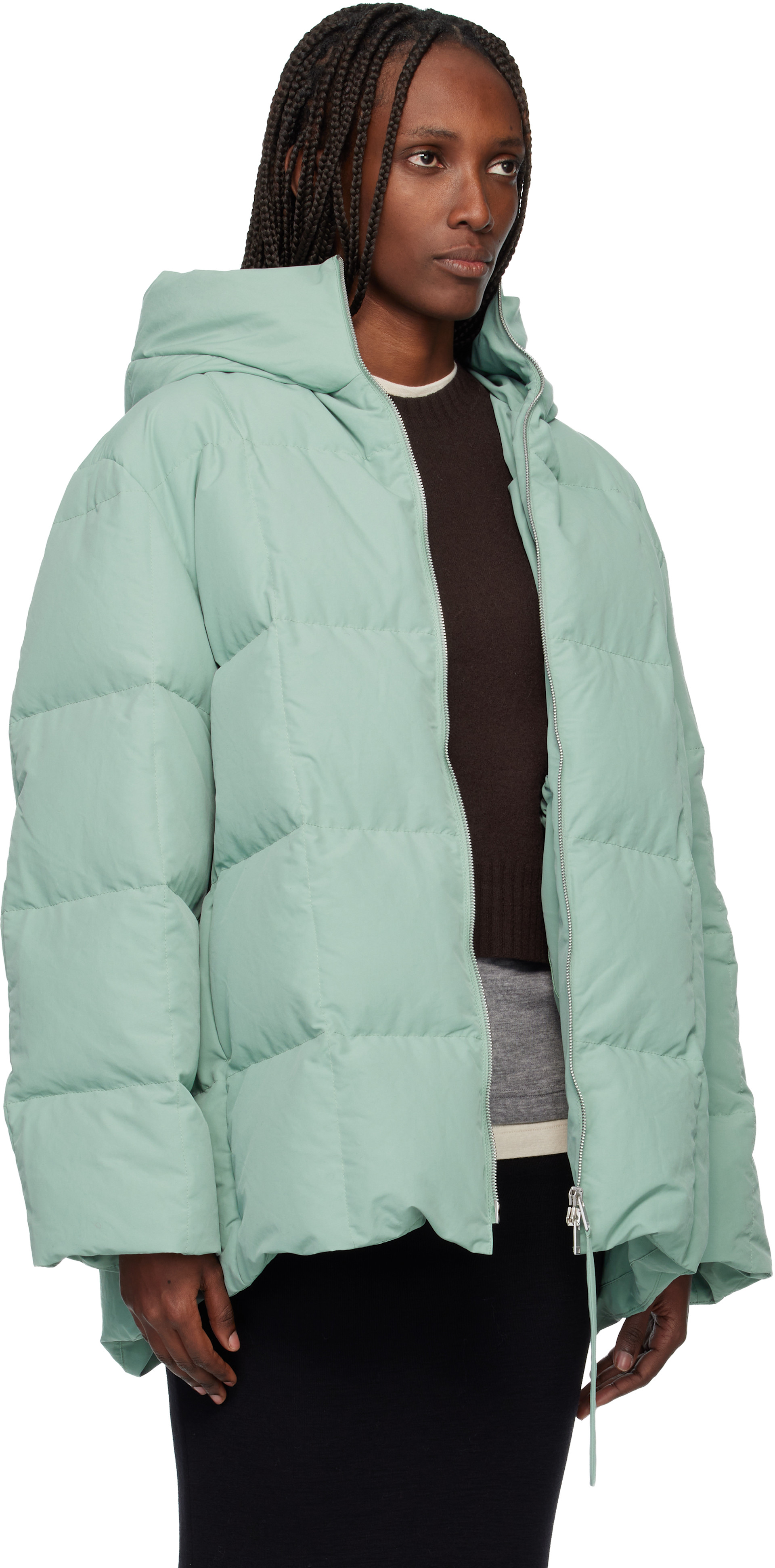 Jil Sander: Green Quilted Down Jacket | SSENSE