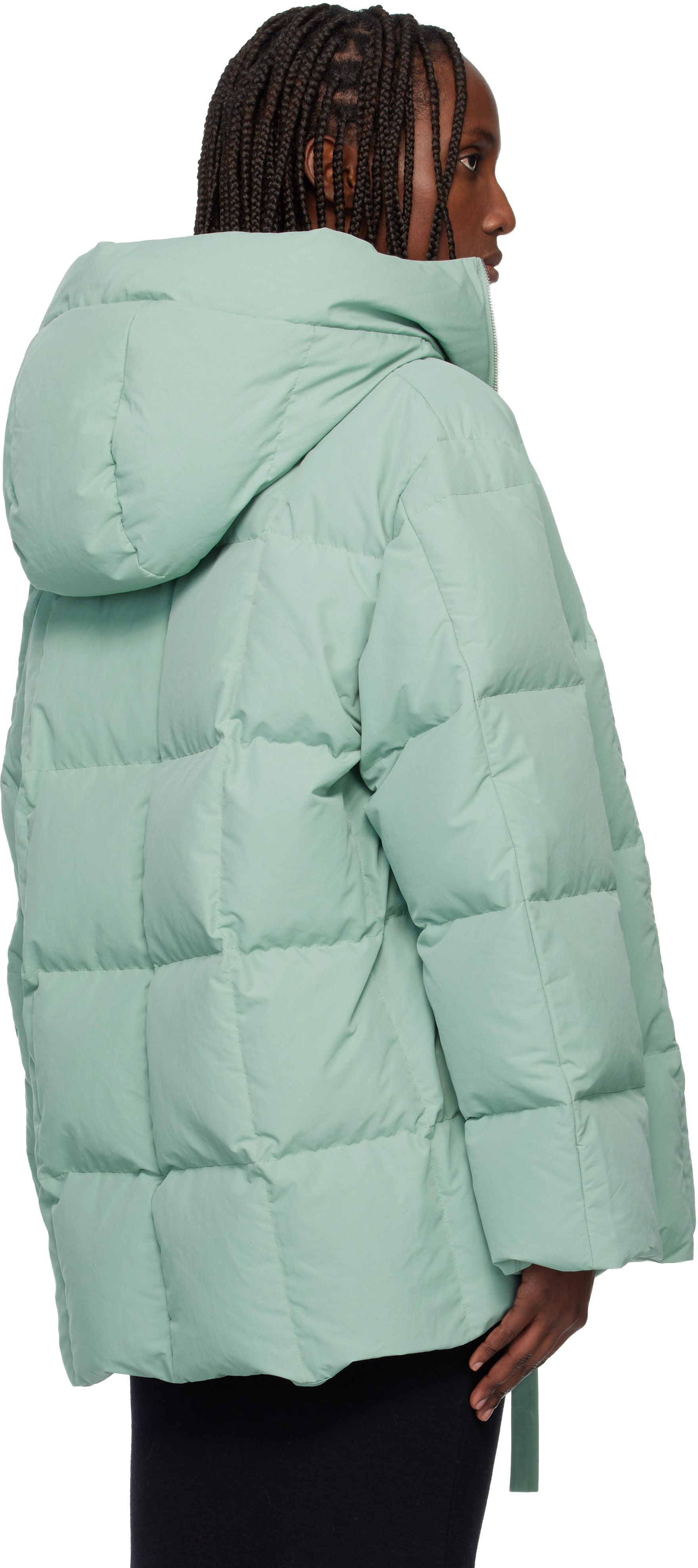 Jil Sander: Green Quilted Down Jacket | SSENSE