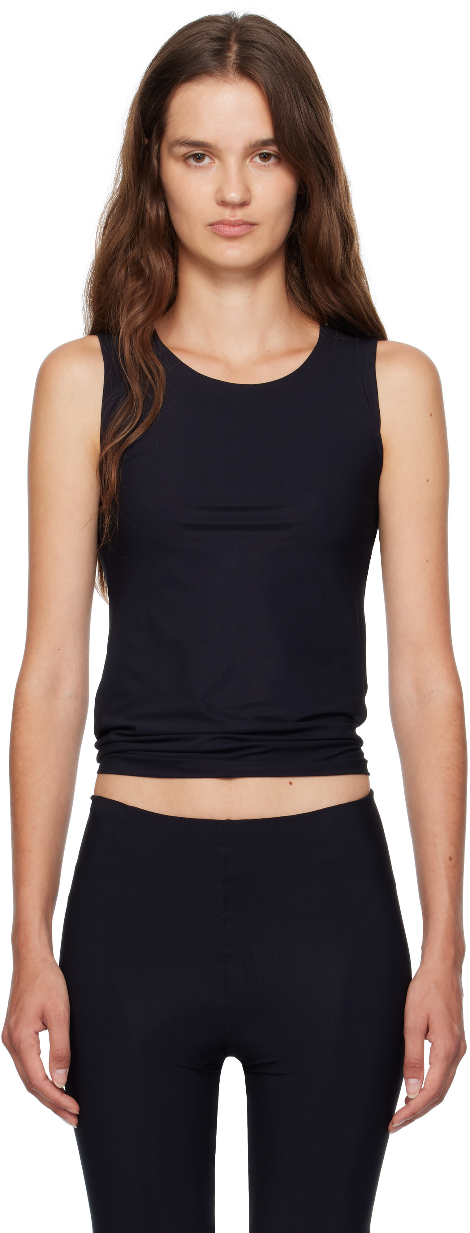 Jil Sander: Black Round Neck Sleeveless Tank Top | SSENSE Italy