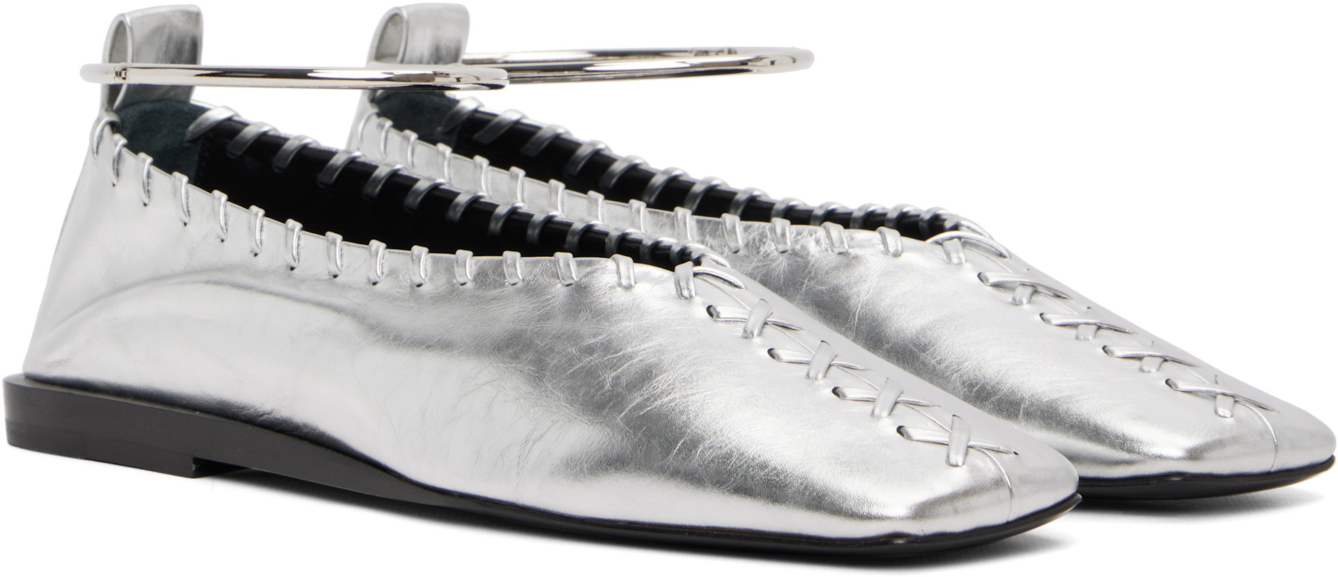 Jil Sander: Silver Ring Ballerina Flats | SSENSE