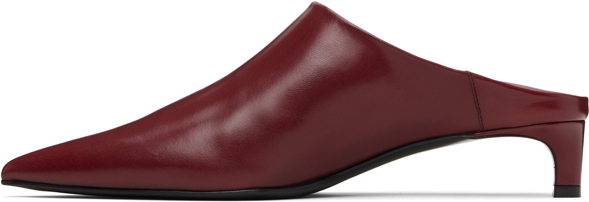 Jil Sander: Red Pointed Toe Mule Heels | SSENSE