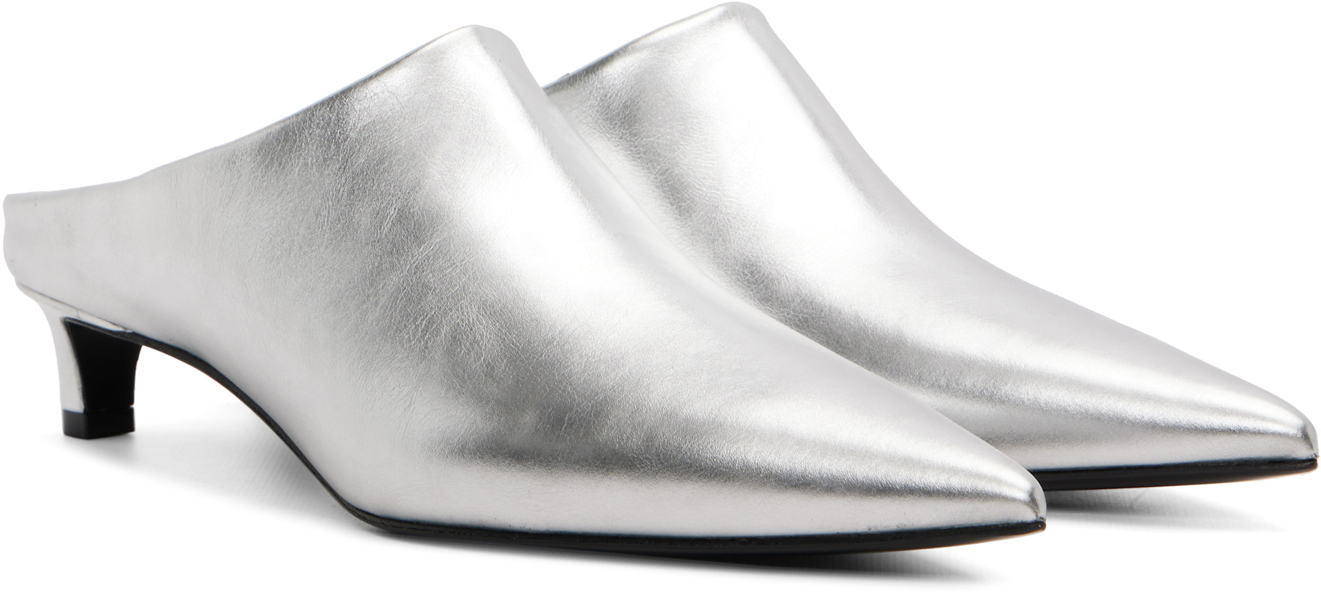 Jil Sander - Mules à talon argentées