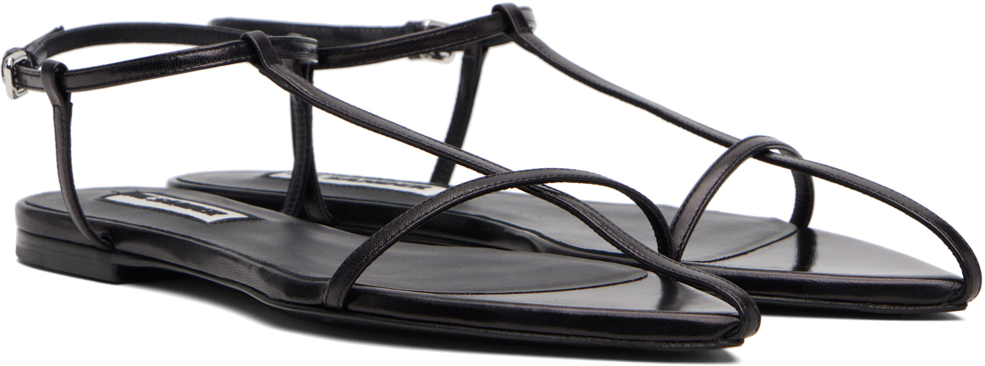 Jil Sander: Black Cage Flat Sandals | SSENSE