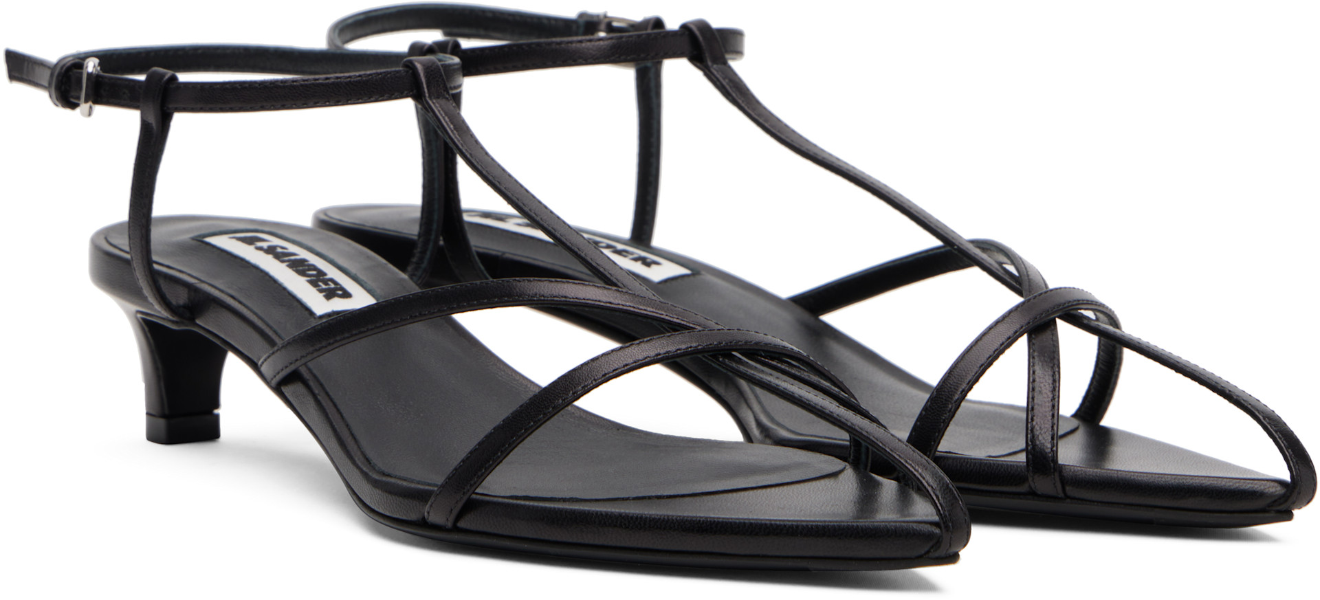 Jil Sander: Black Cage Low Heeled Sandals | SSENSE