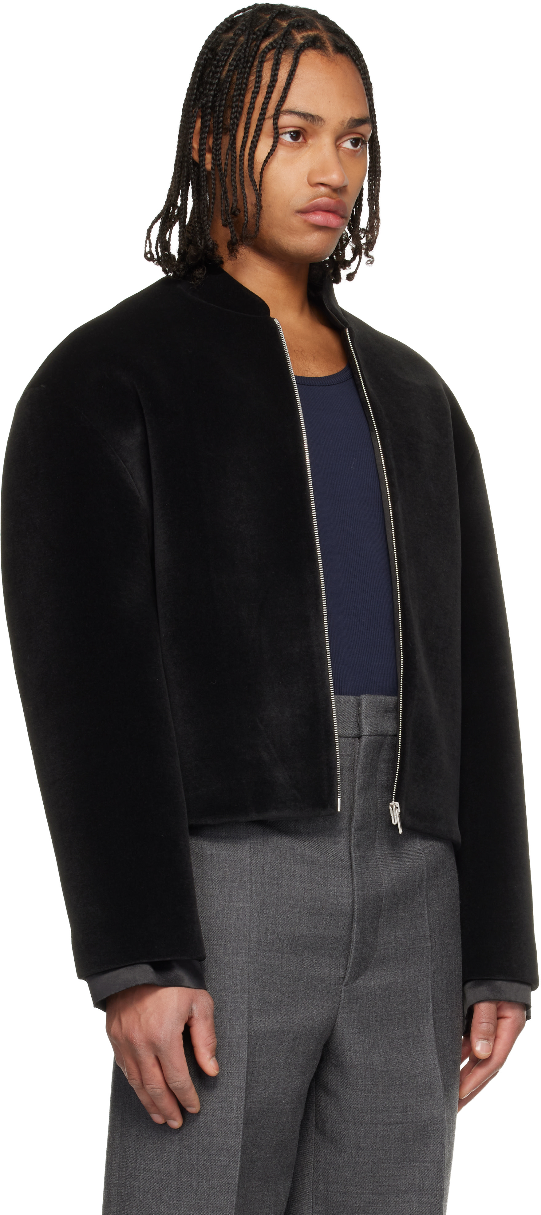 Jil Sander: Black Zip Bomber Jacket | SSENSE
