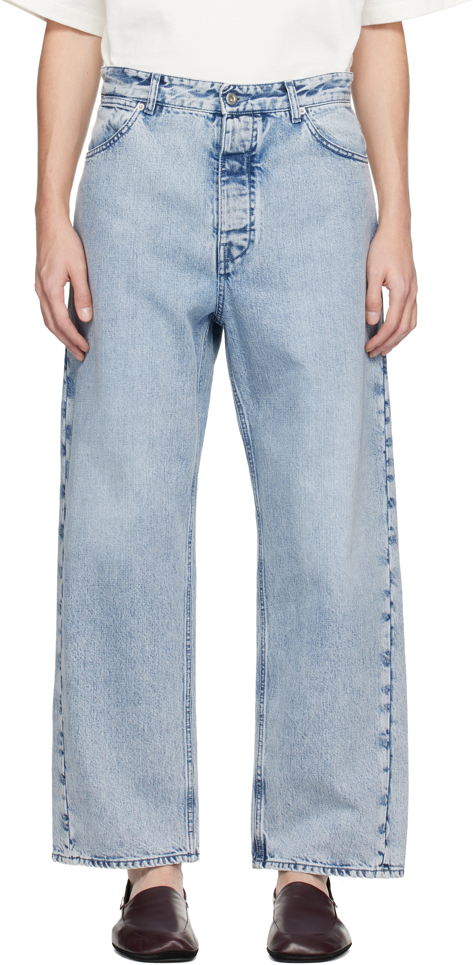 JIL SANDER 25SS BOUSON 84 WL襟レザー デニム Jil Sander: Blue Loose Jeans | SSENSE
