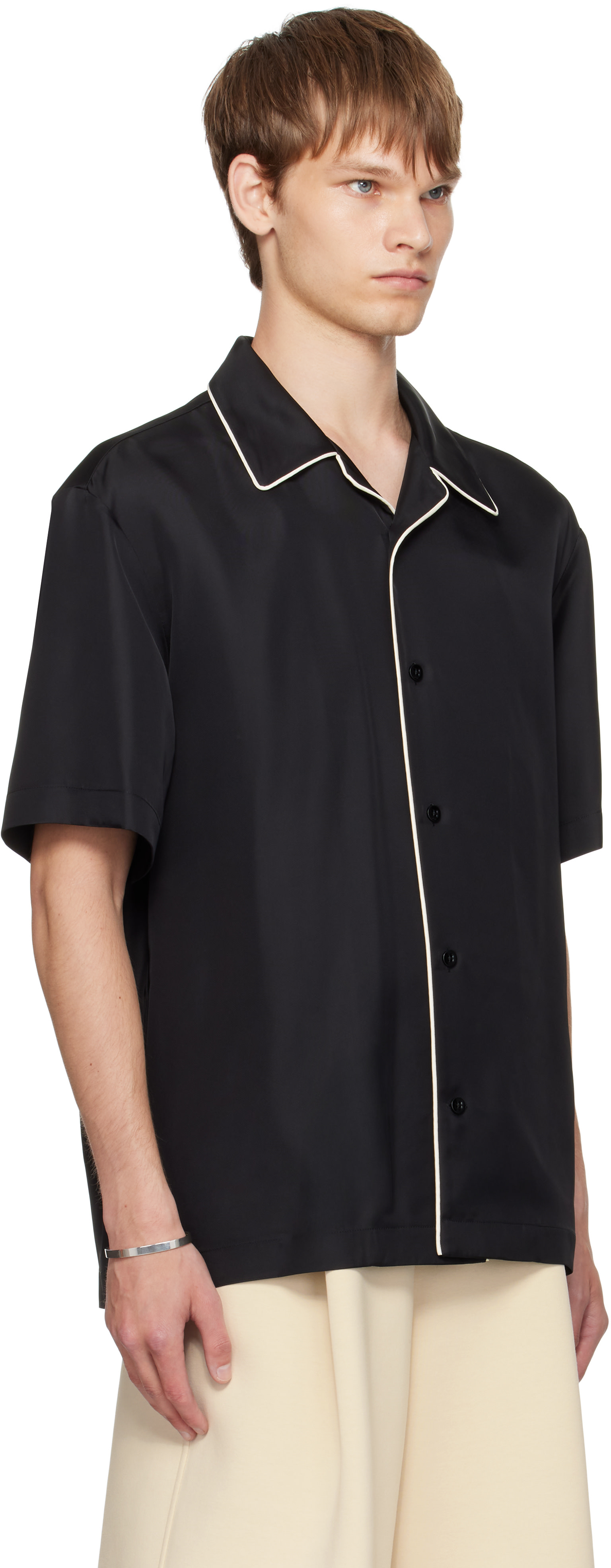 Jil Sander: ブラック Fluid Viscose シャツ | SSENSE 日本