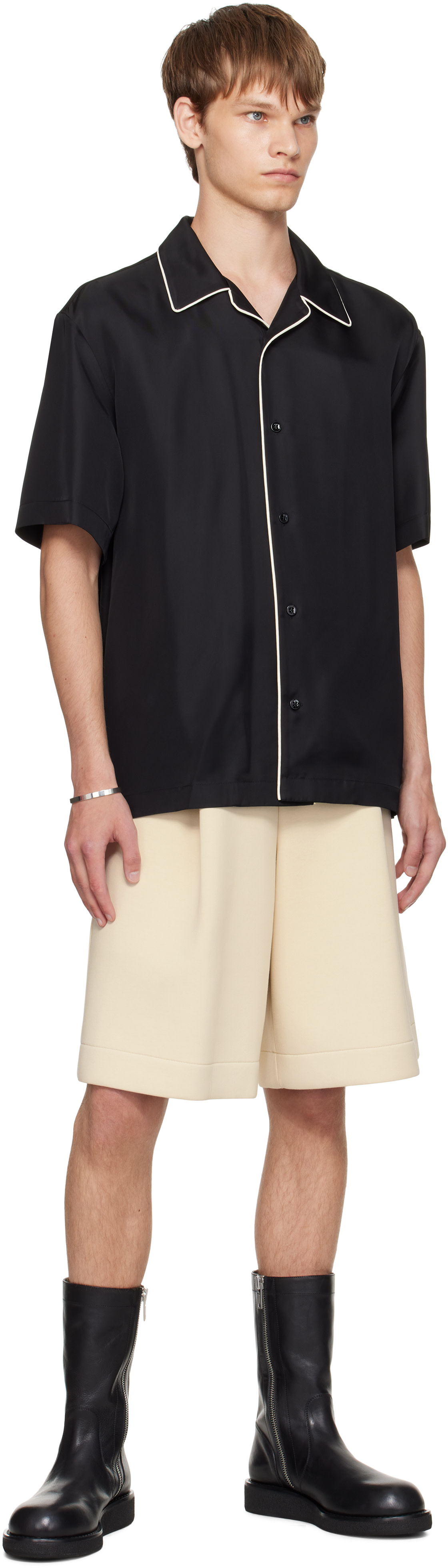 Jil Sander: ブラック Fluid Viscose シャツ | SSENSE 日本