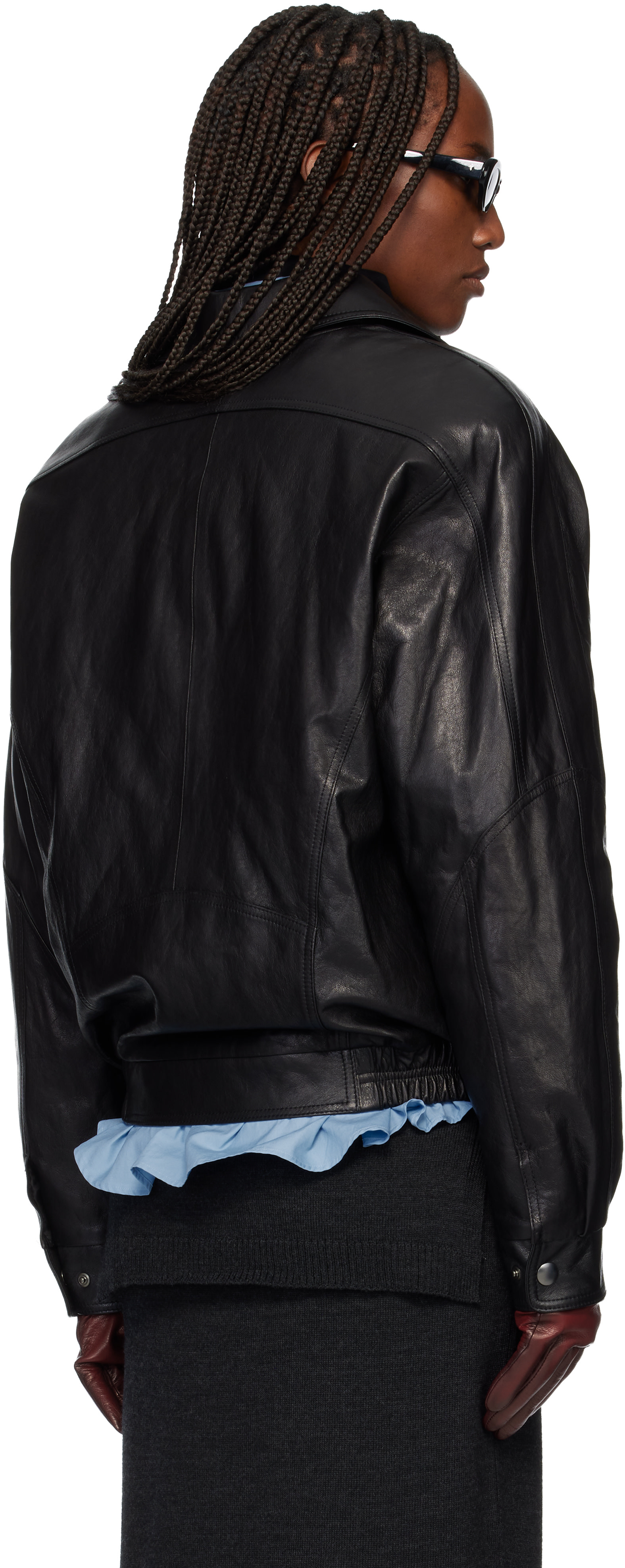 TONYWACK: Black Vegetable Tanned Lamb Leather Zip Jacket | SSENSE