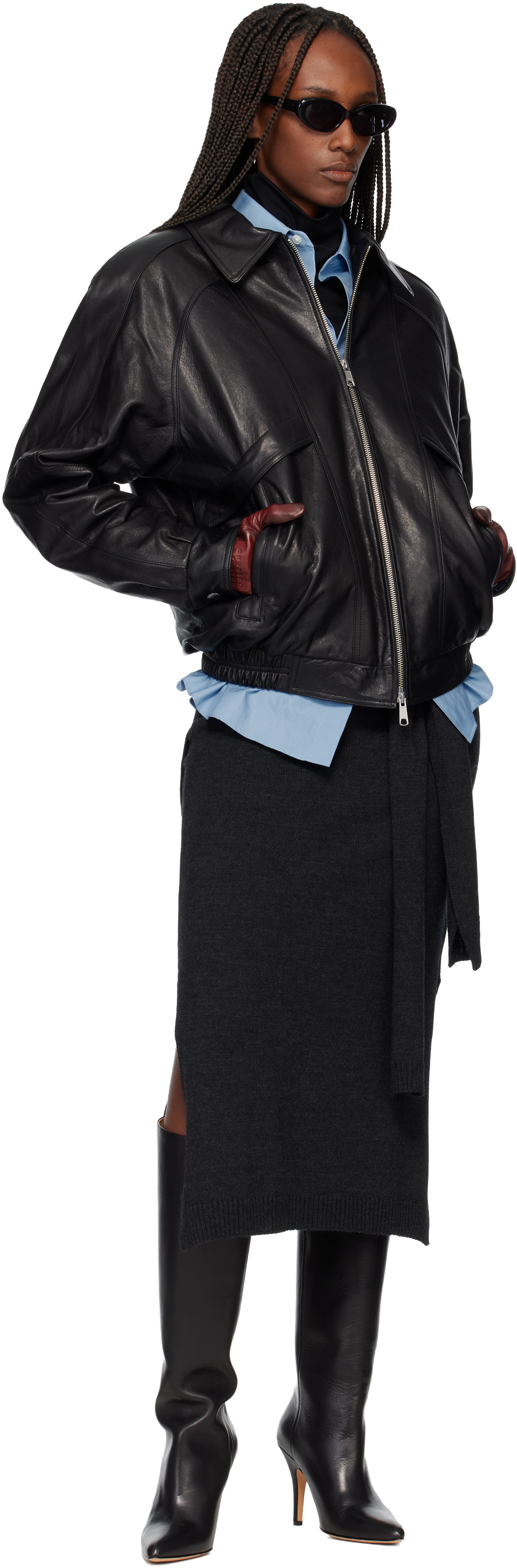 TONYWACK: Black Vegetable Tanned Lamb Leather Zip Jacket | SSENSE
