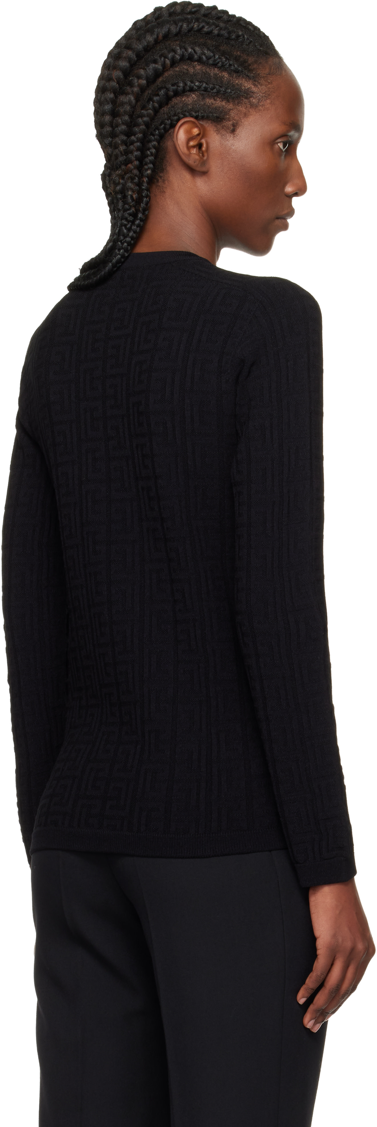 Balmain - Pull noir à monogrammes