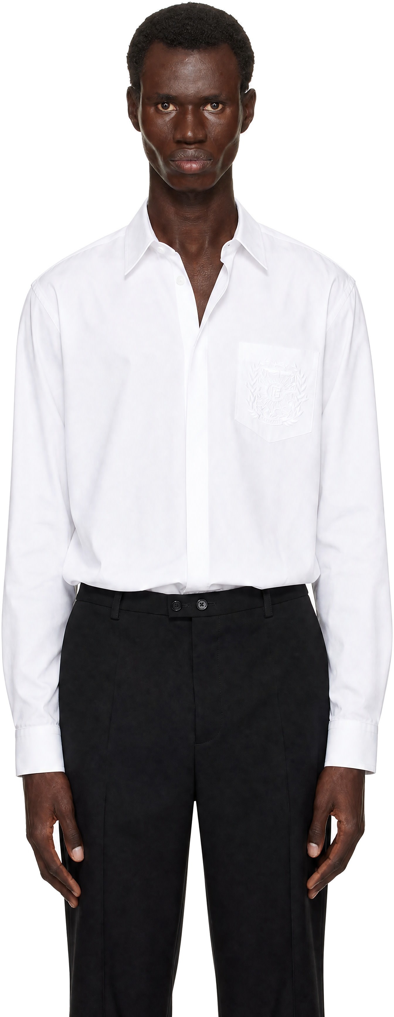 Balmain - ホワイト 'Balmain Emblem' コットン シャツ