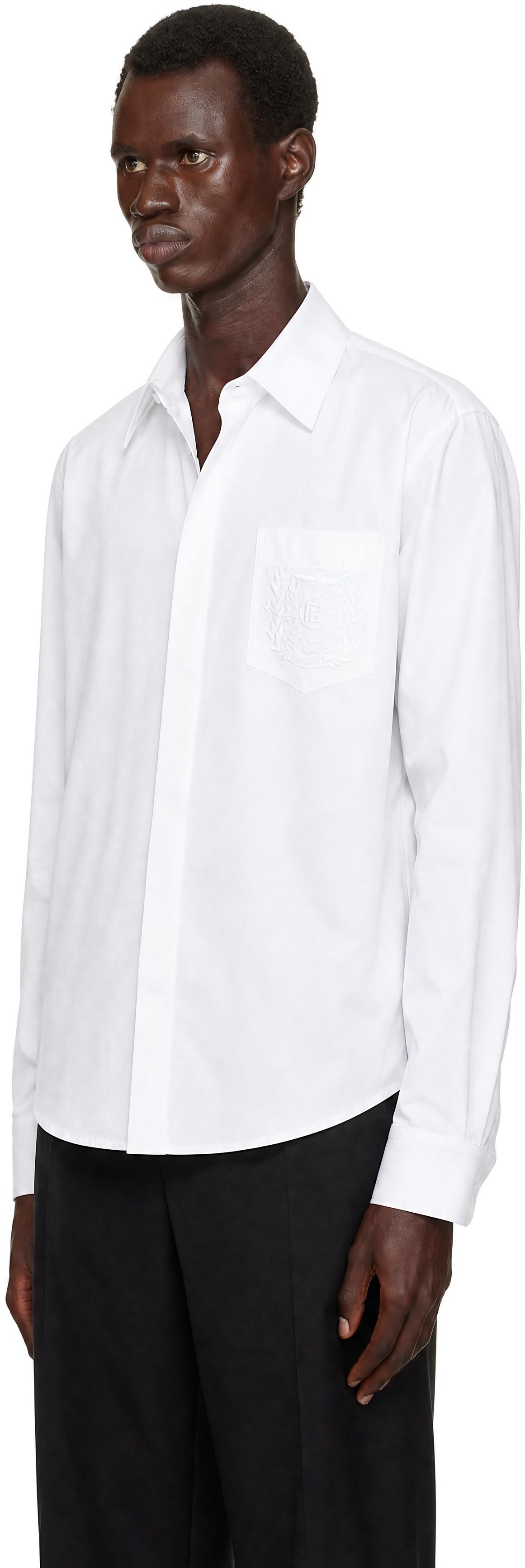 Balmain - ホワイト 'Balmain Emblem' コットン シャツ