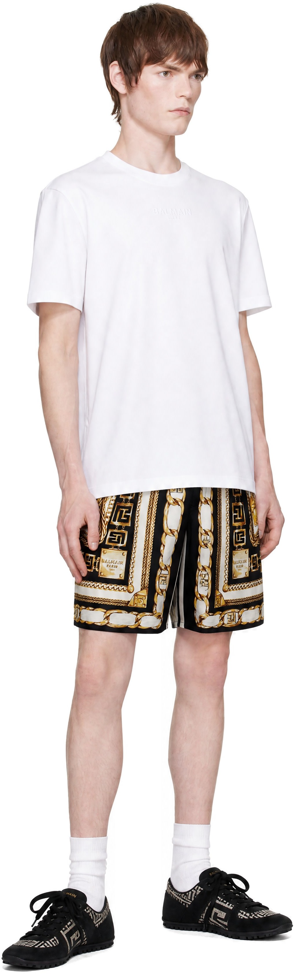 Balmain: ブラック＆ゴールド Printed Foulard パジャマ ショート